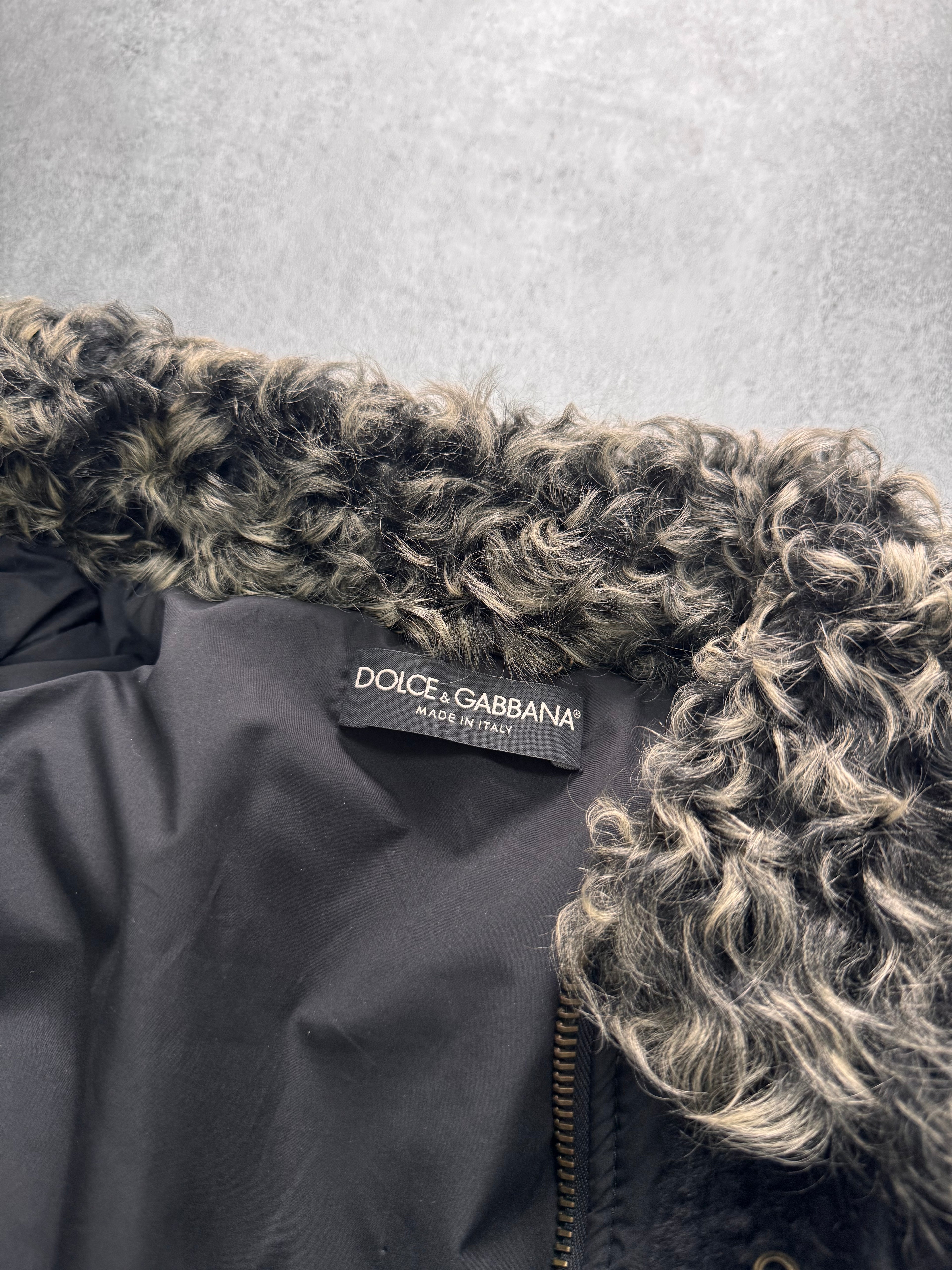 2000s Dolce & Gabbana Shearling Hybrid Bomber Jacket