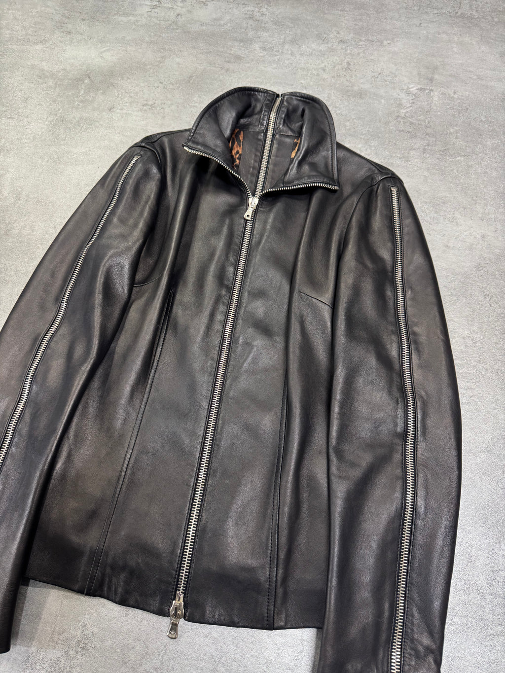 SS2003 Dolce & Gabbana Sexy Biker Multi-Zip Leather Jacket (XS/S)
