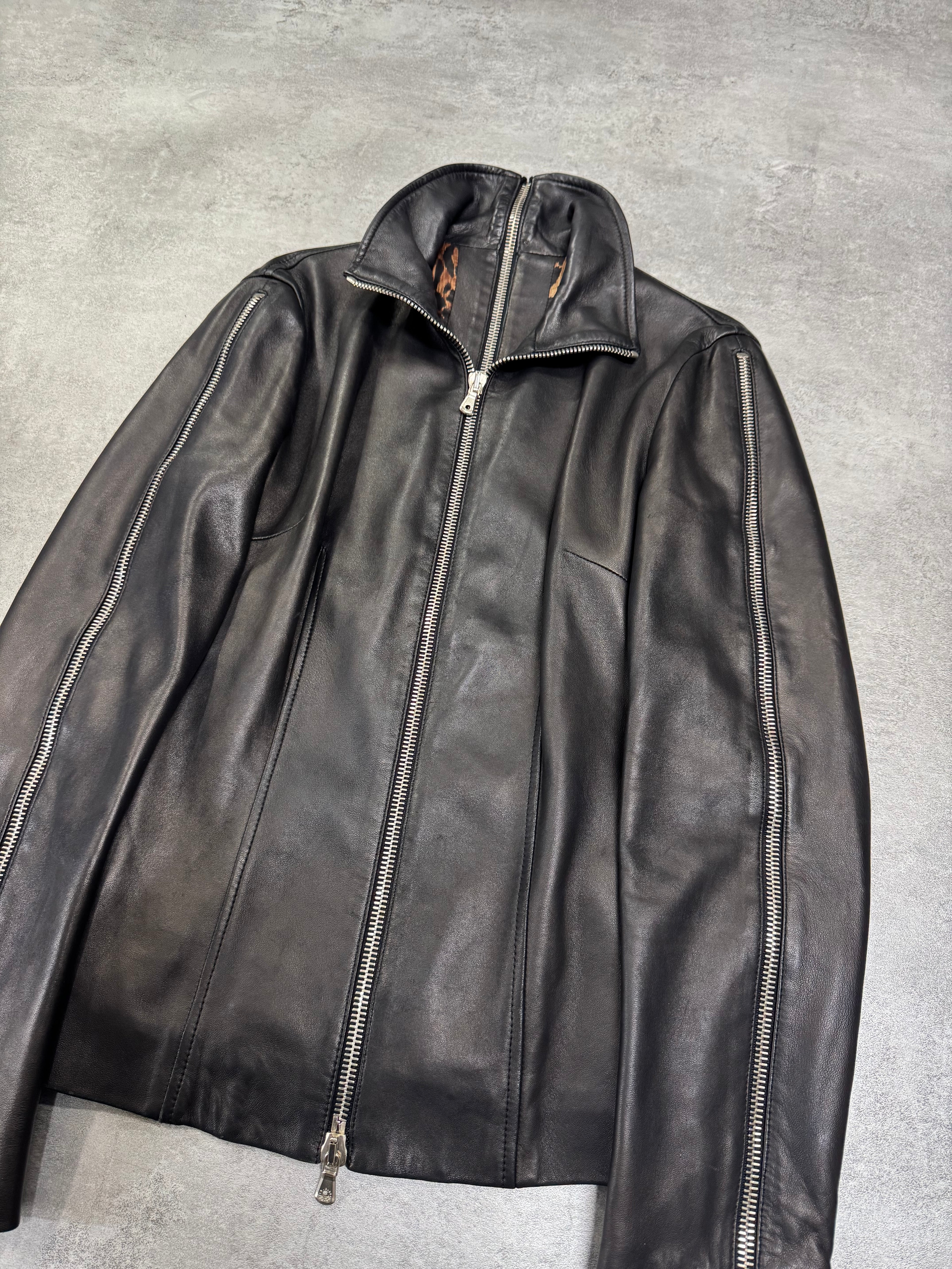 SS2003 Dolce & Gabbana Sexy Biker Multi-Zip Leather Jacket (XS/S)
