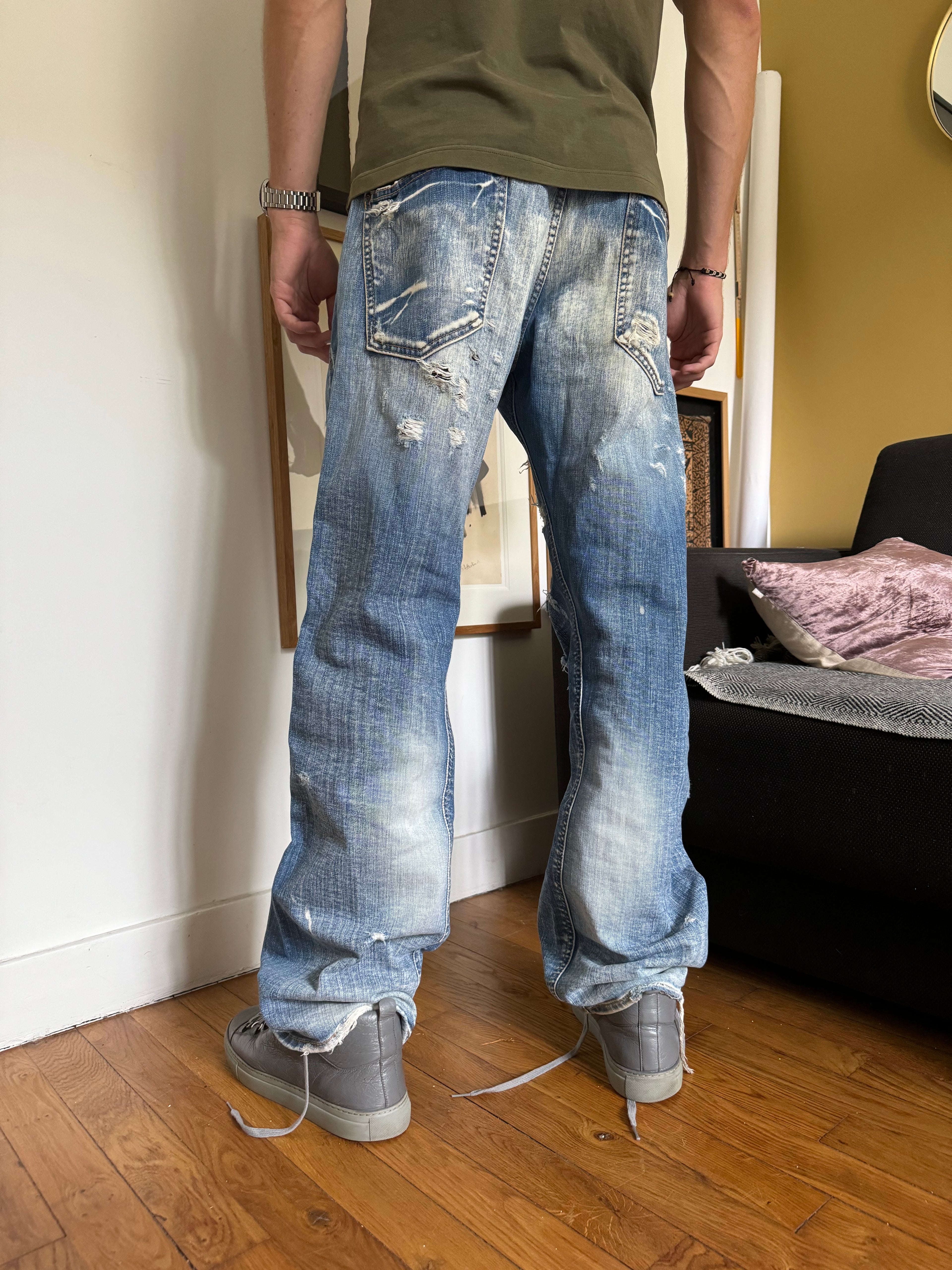 2000s Replay Distressed Straight Relaxed Jeans