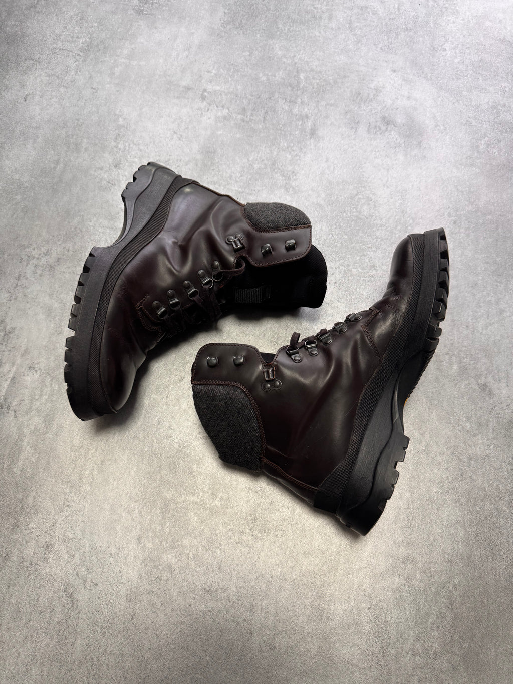 FW1999 Prada Brown Leather Hiking Boots
