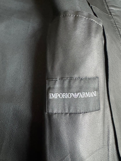 AW2015 Emporio Armani Black Minimalist Light Lamb Leather Jacket (S/M) - 8