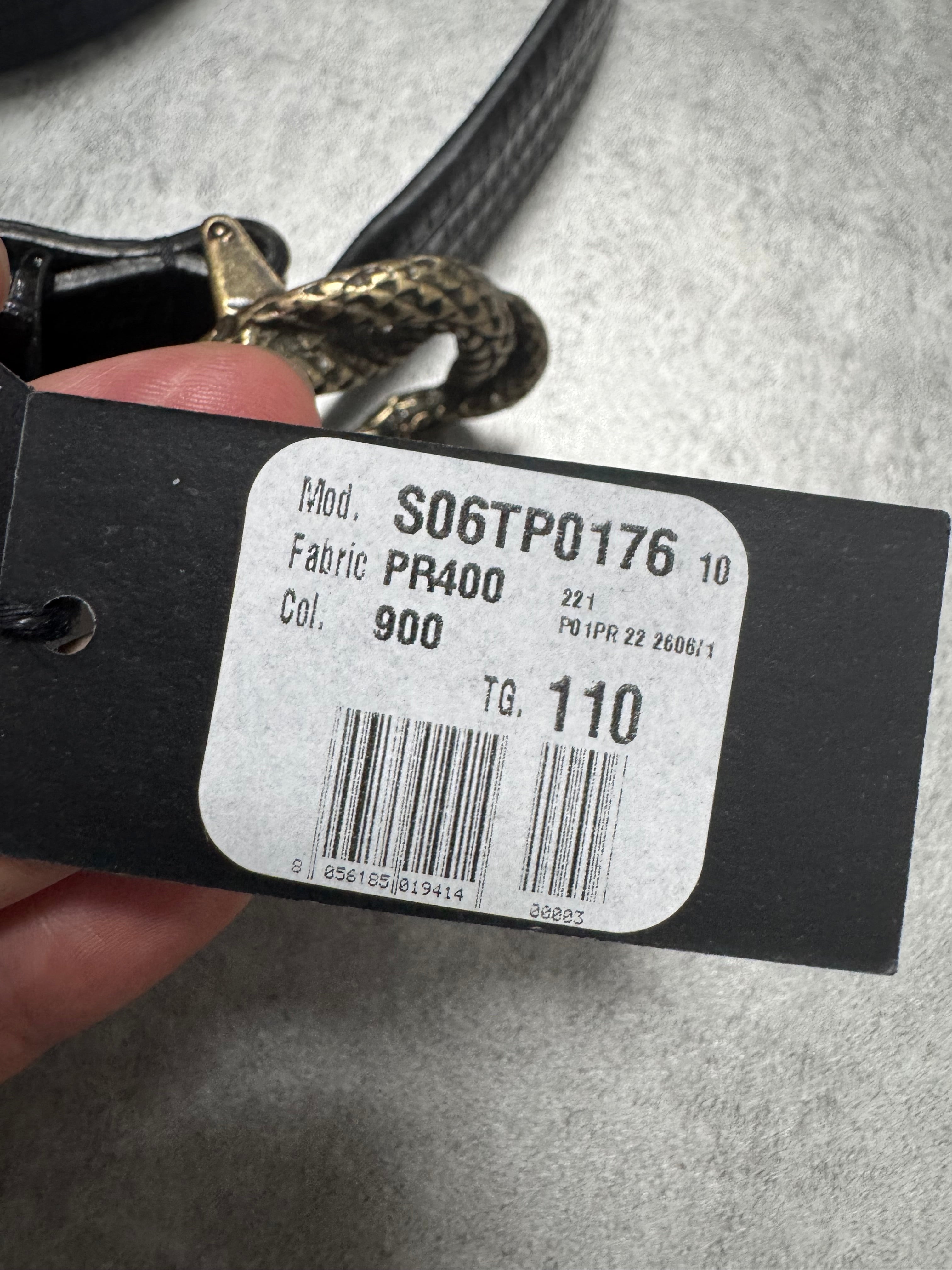 Cavalli Snake Effect Black Calf Leather Belt