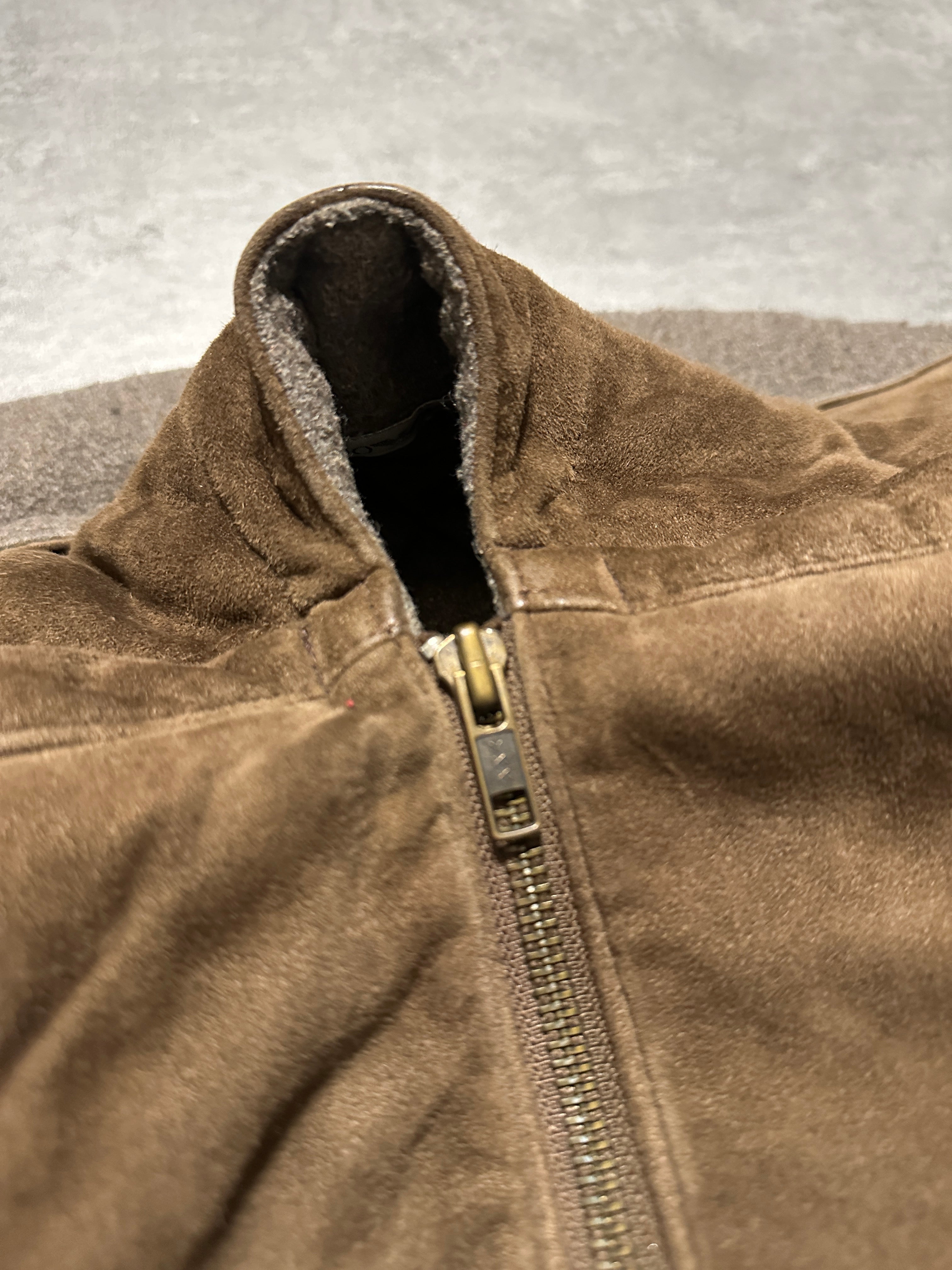 1990s Emporio Armani Suede Brown Leather Vest