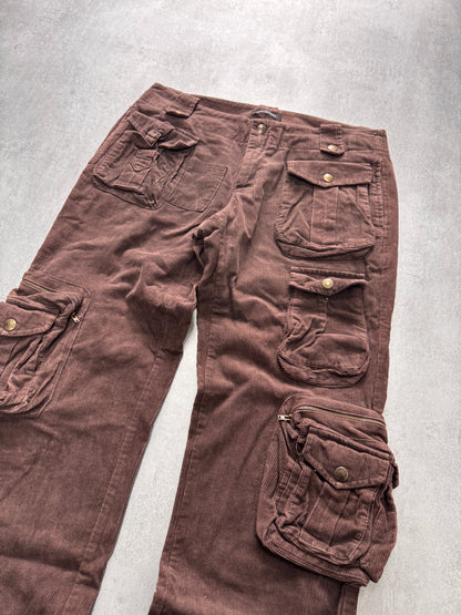 AW2004 Daniele Alessandrini Velvet Cargo Brown Pants (L)