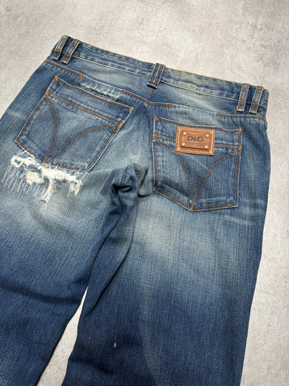 2000s Dolce & Gabbana Destroyed Faded Denim Jeans (S)