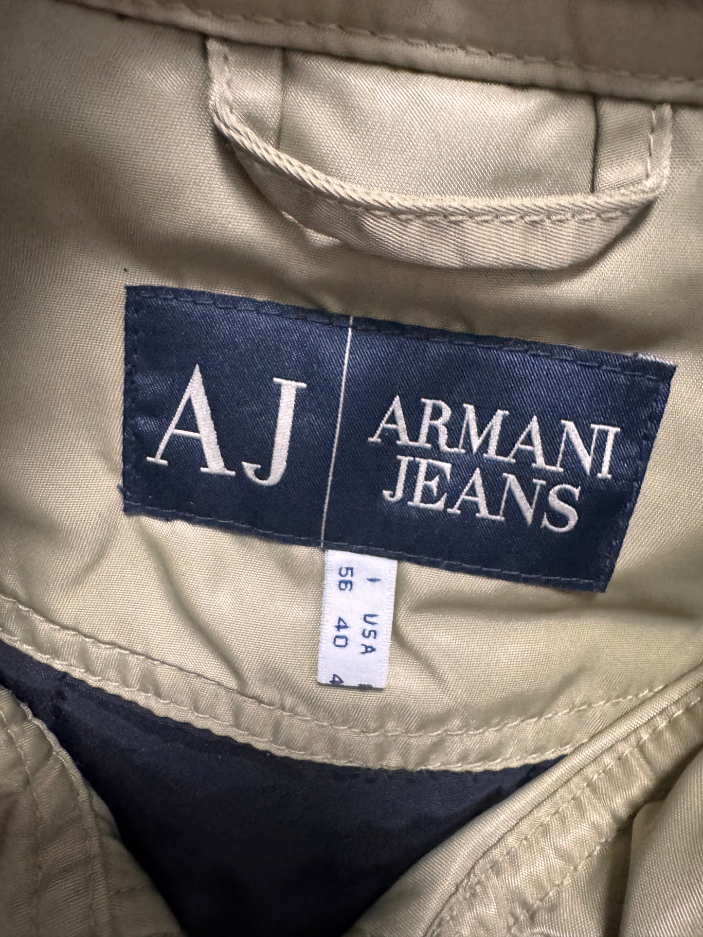 2000s Armani Beige Washed Utility Drift Bomber Jacket (L/XL)