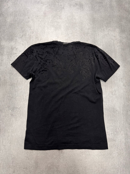 2010s Dolce & Gabbana Floral Velvet Black Tee (S/M)