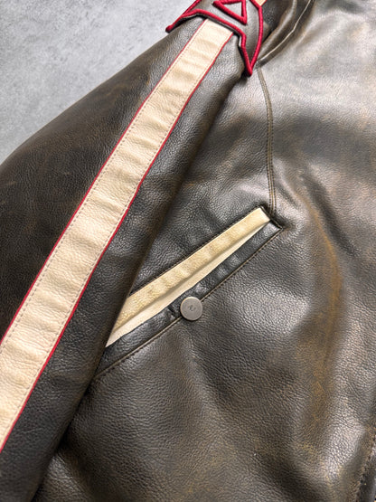 2000s Armani Biker Relief Leather Jacket (L)