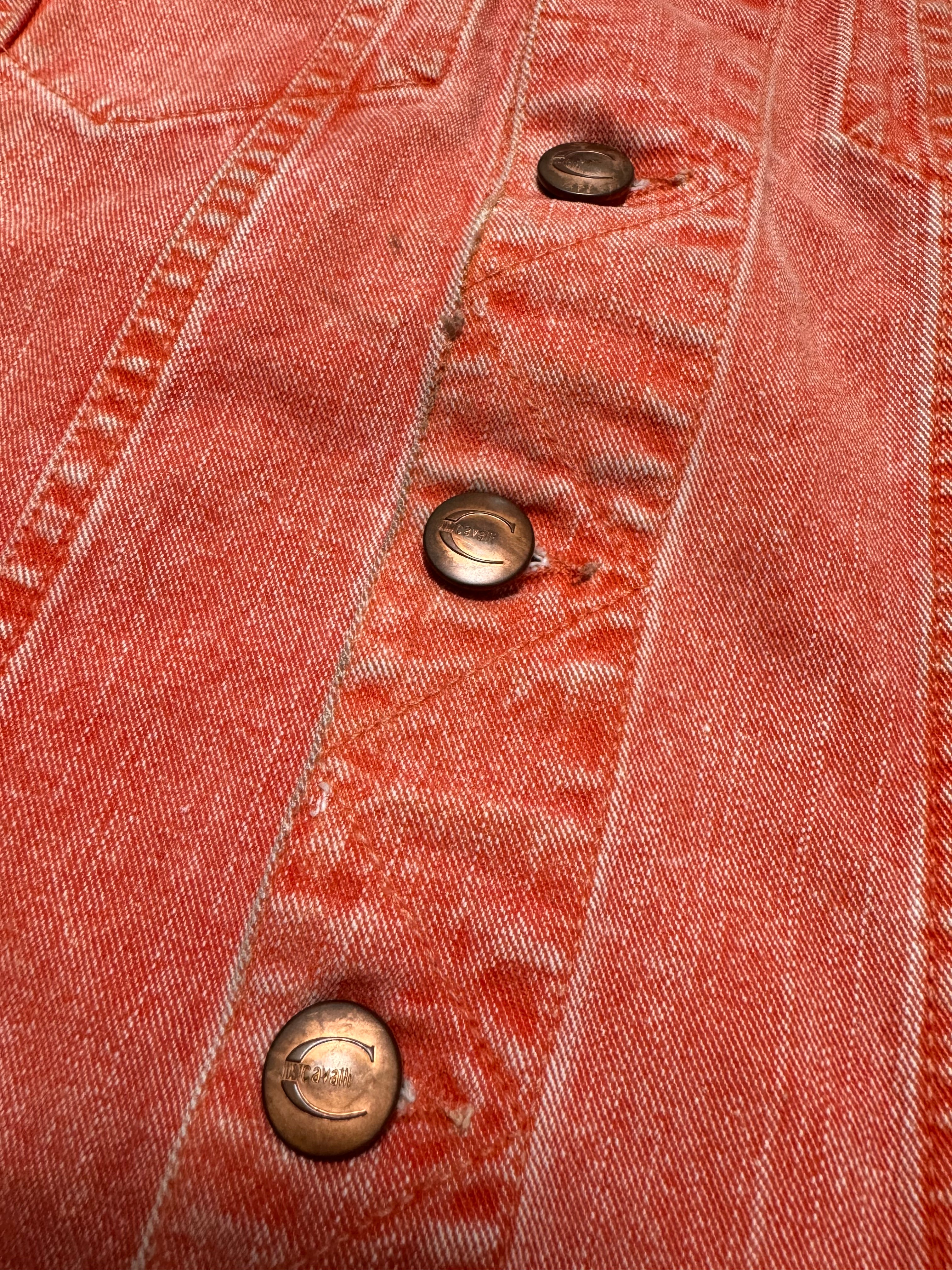 2000s Cavalli Pink Print Denim Jacket