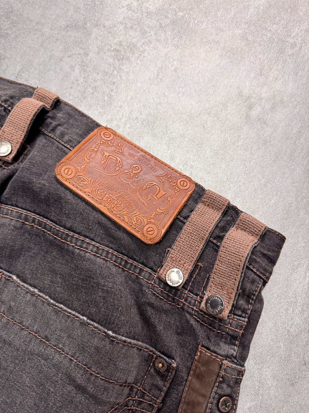 AW2004 Dolce & Gabbana Military Harness Cargo Grey Denim Jeans