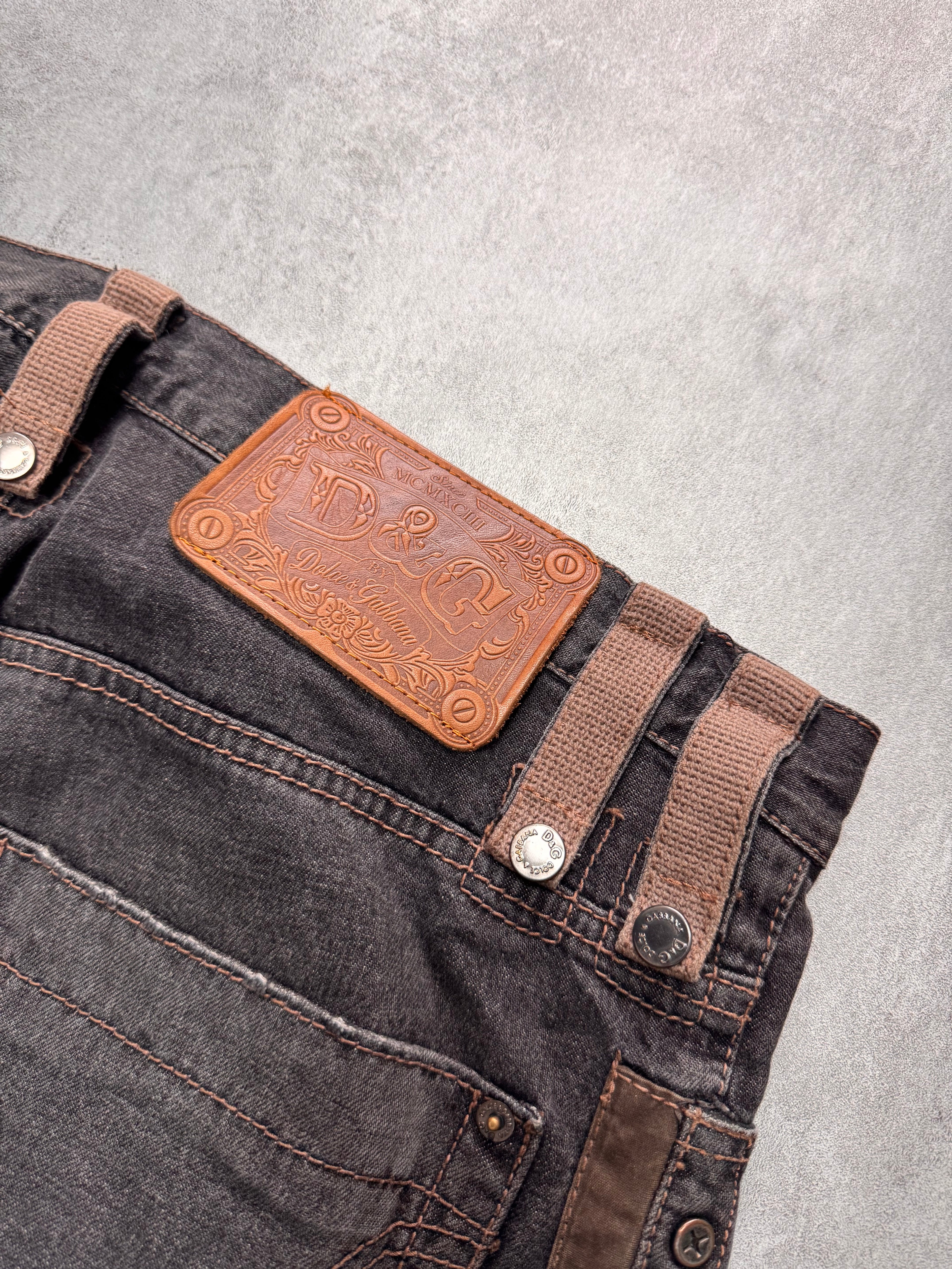 AW2004 Dolce & Gabbana Military Harness Cargo Grey Denim Jeans