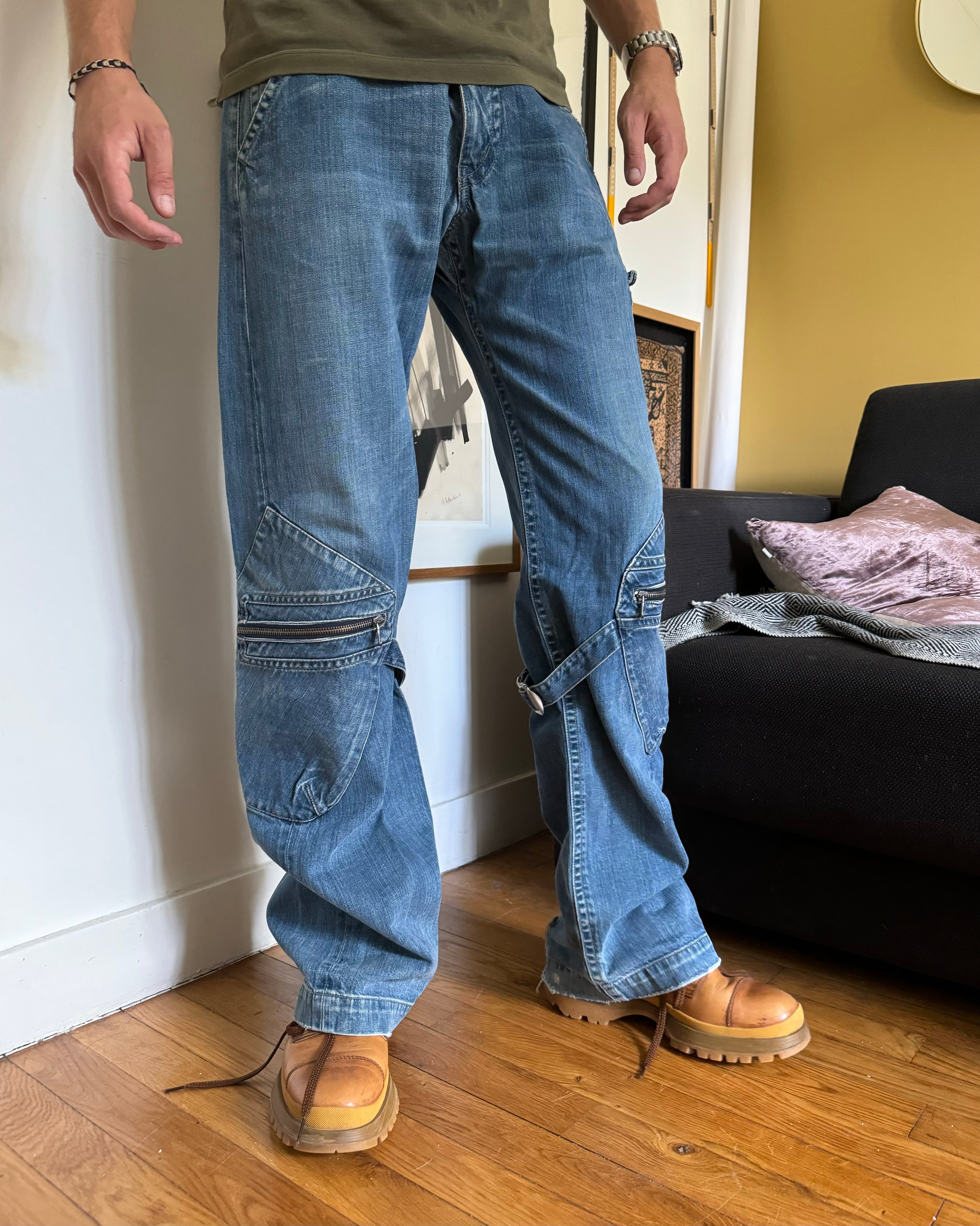 2000s Armani Bondage Cargo Denim Jeans