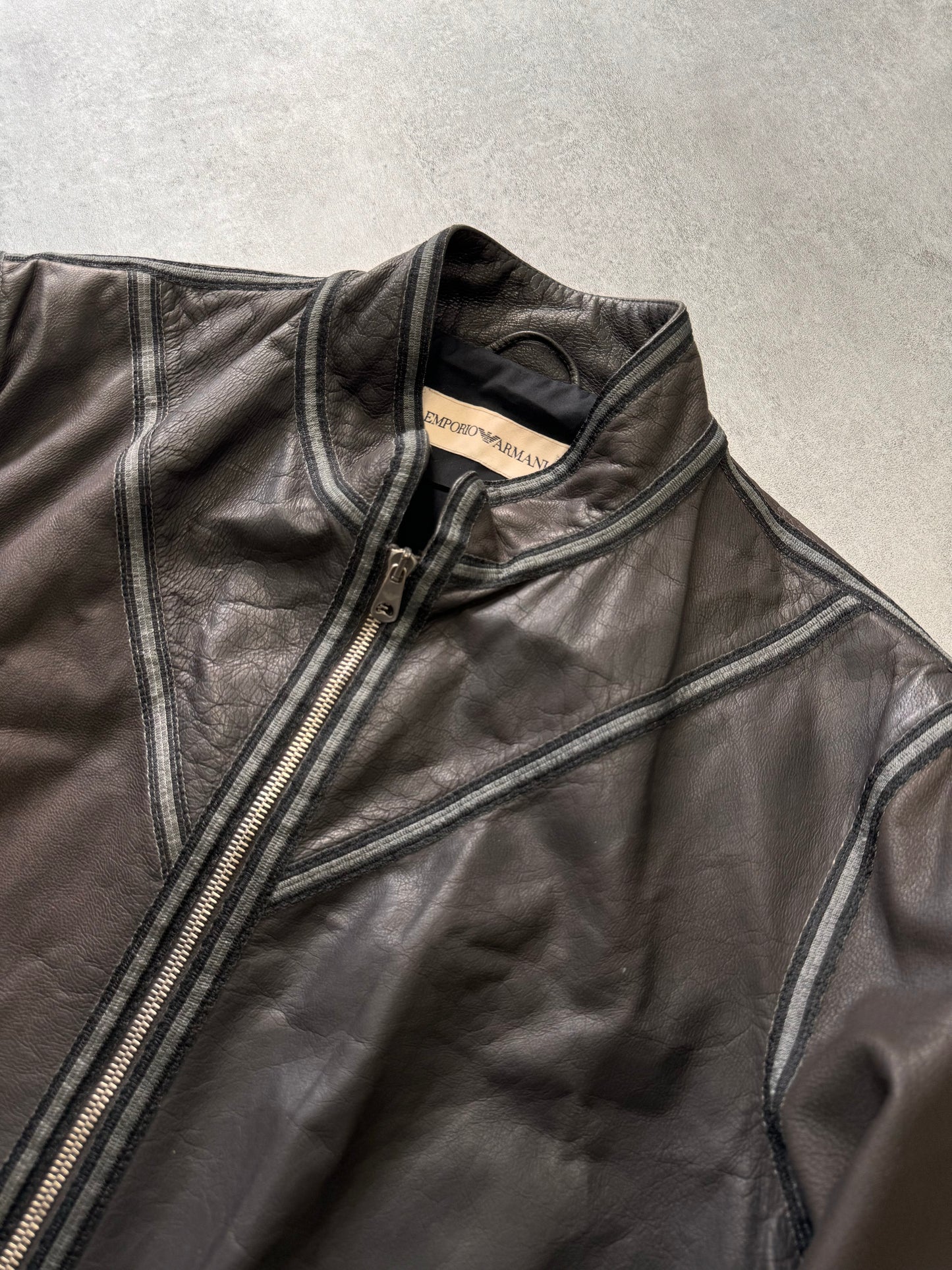 SS2004 Emporio Armani Symmetry Leather Jacket (M)