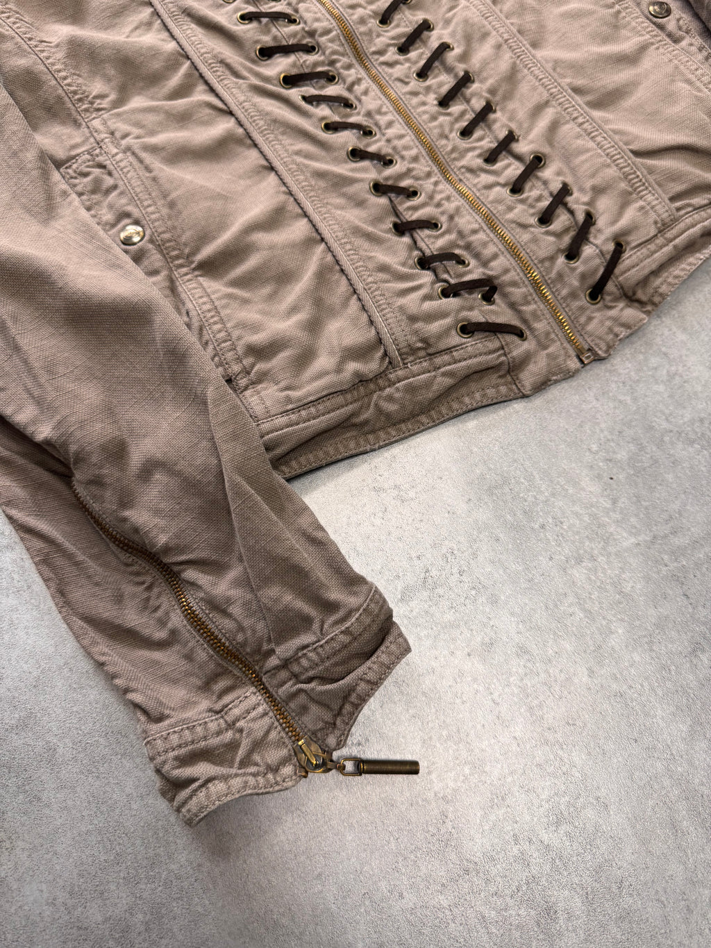 SS2006 Cavalli Laces Beige Denim Jacket