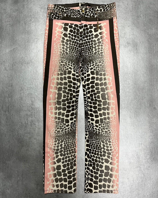 Roberto Cavalli Exotic Black & Pink Print Pants (XS)