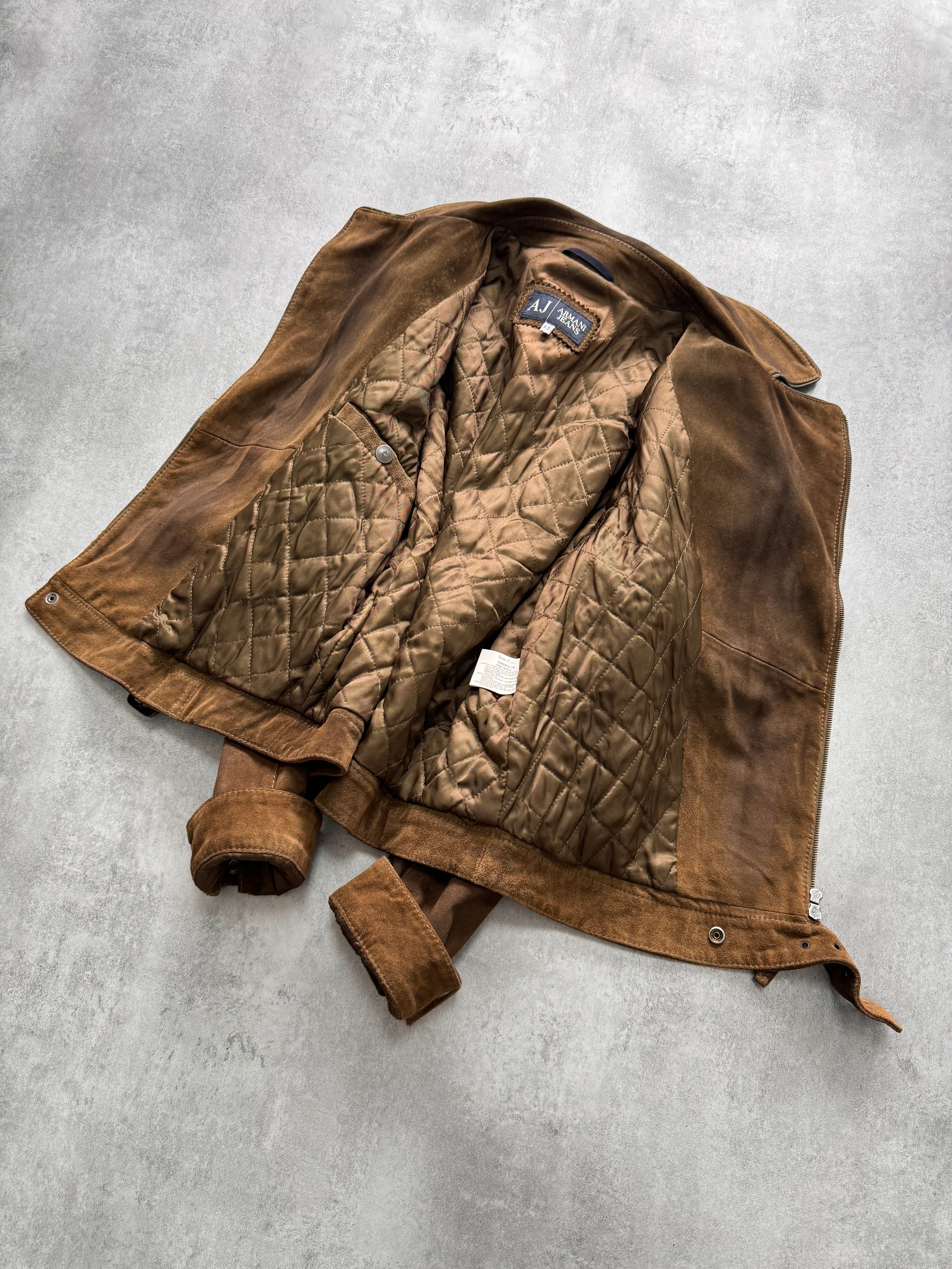 2000年代 アルマーニ テクニカル アビエイター レザー ジャケット (M)