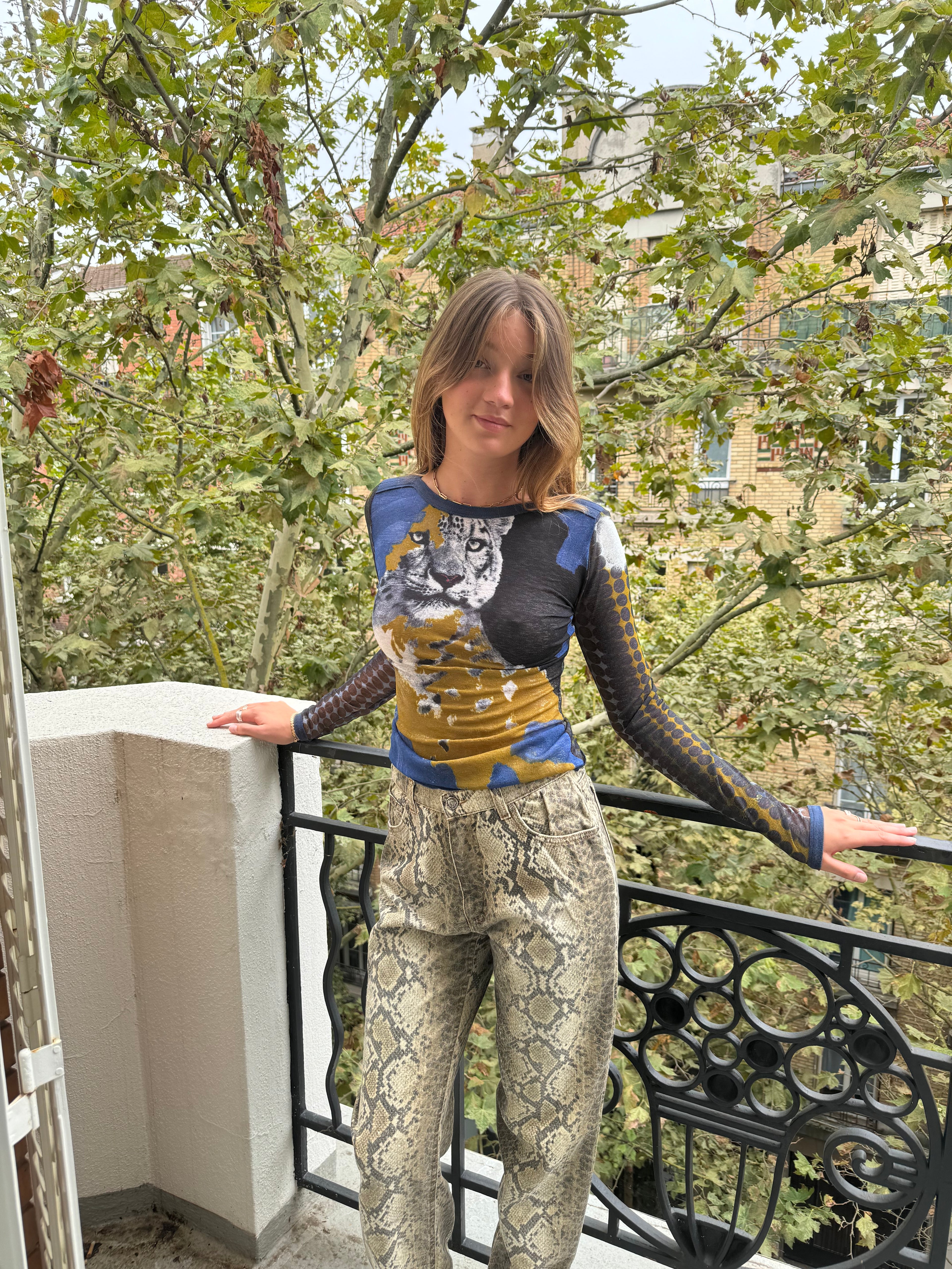 AW1995 Jean Paul Gaultier Cyber Leopard Mesh Shirt