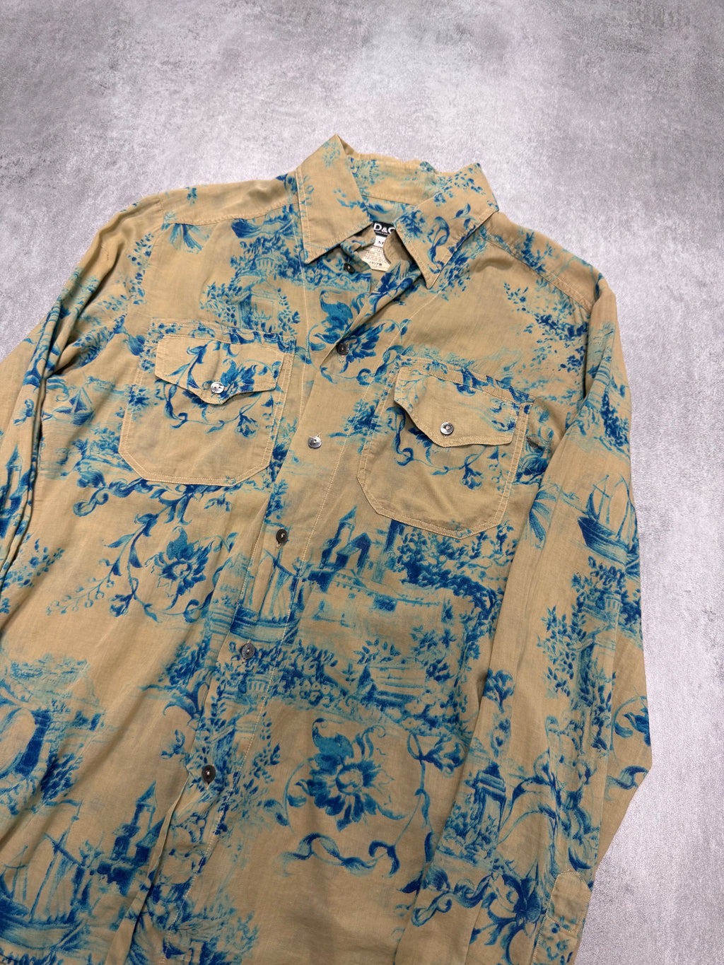 1998 Dolce & Gabbana Toile De Jouy Beige & Bleu Shirt