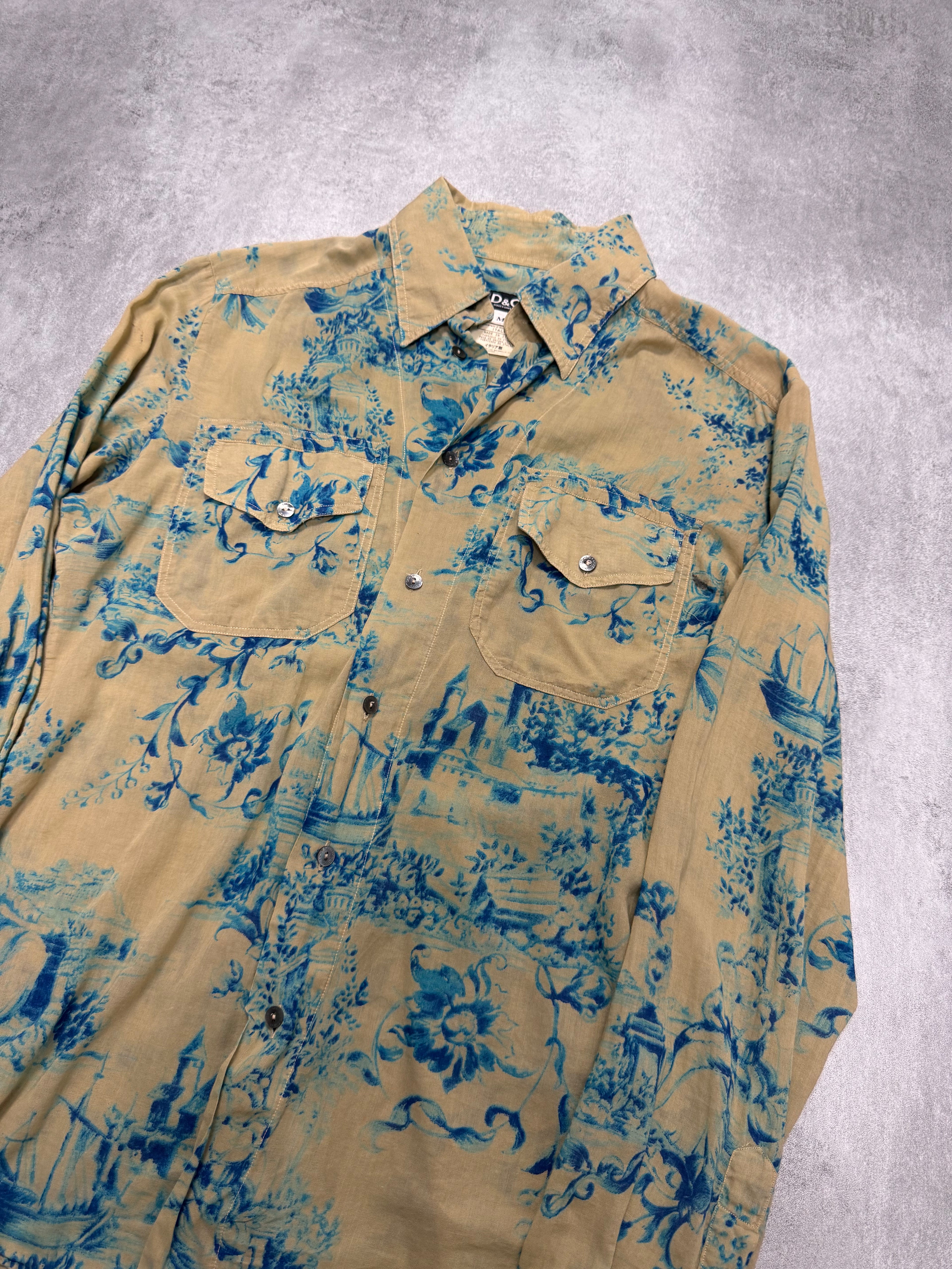 1998 Dolce & Gabbana Toile De Jouy Beige & Bleu Shirt