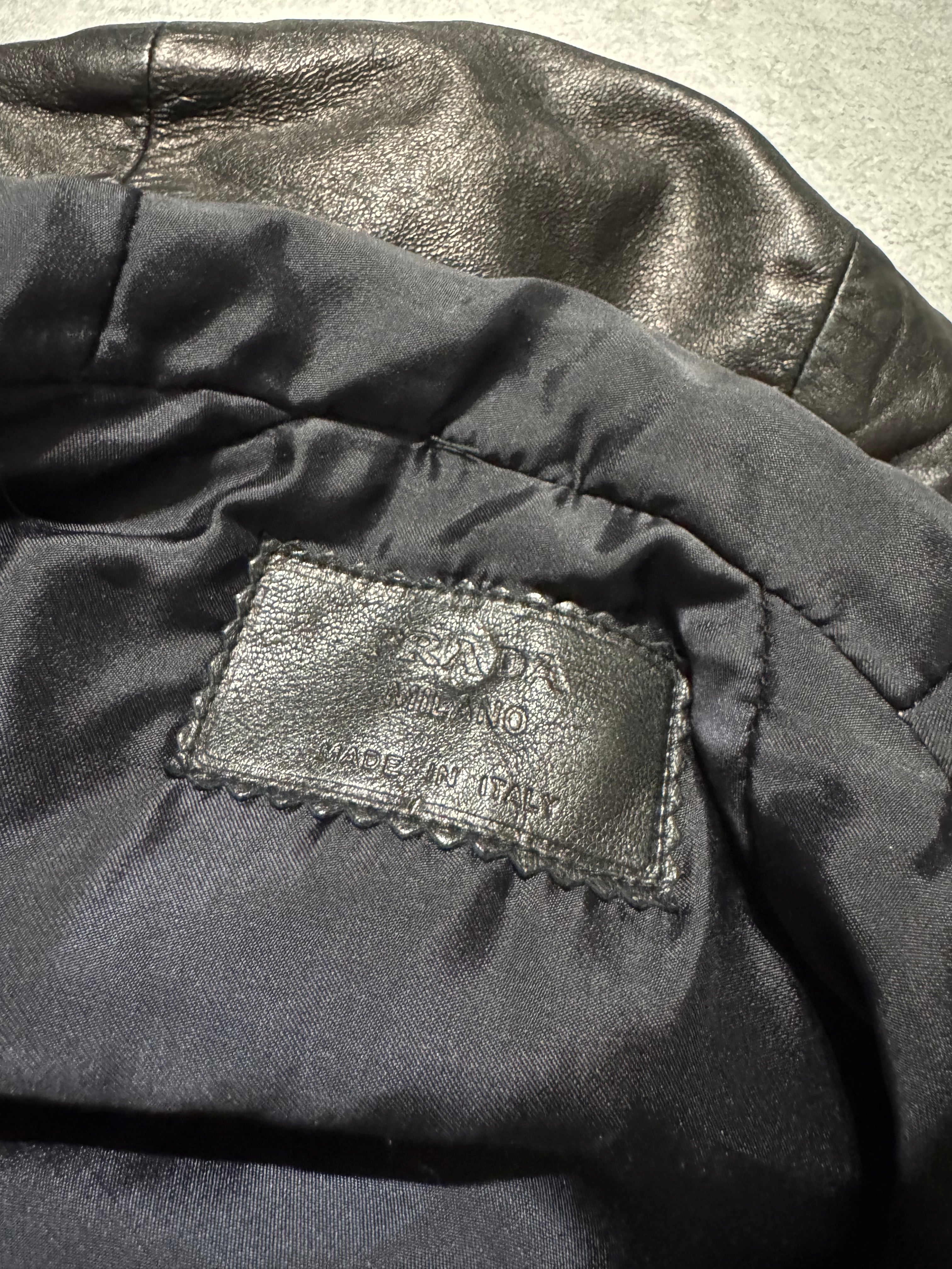 2000s Prada Sample Black Hooded Leather Jacket
