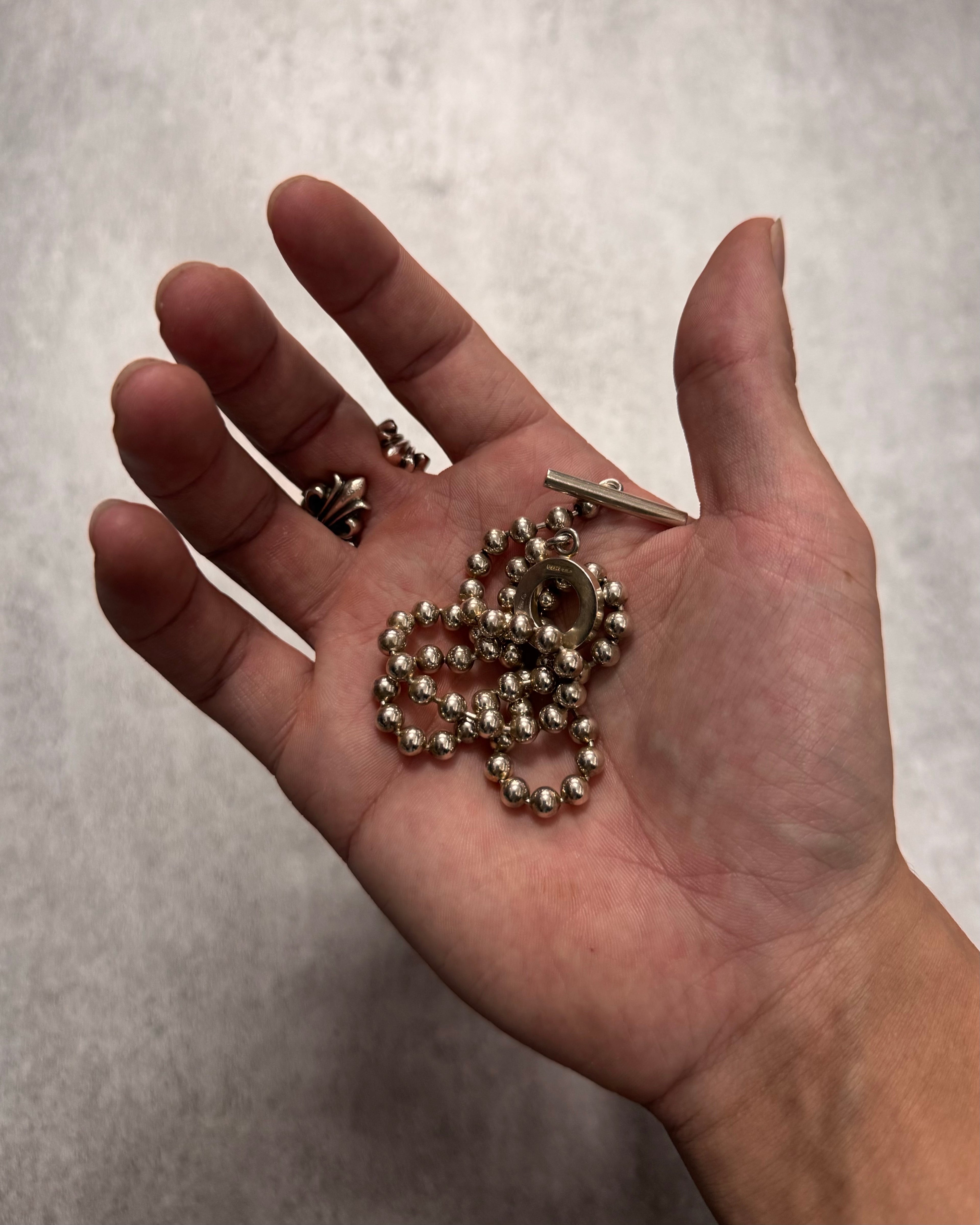 1990s Gucci Ball 925 Sterling Silver Necklace