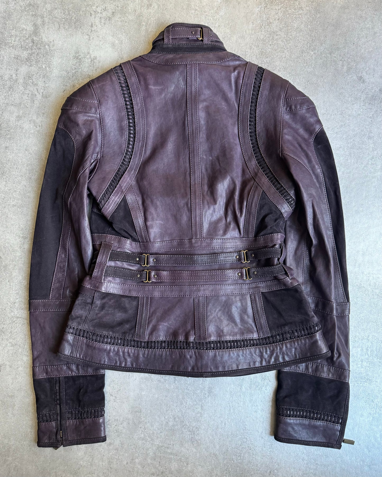 AW2008 Cavalli Soldier Purple Metallic Leather Hybride Jacket (S/M) - 2