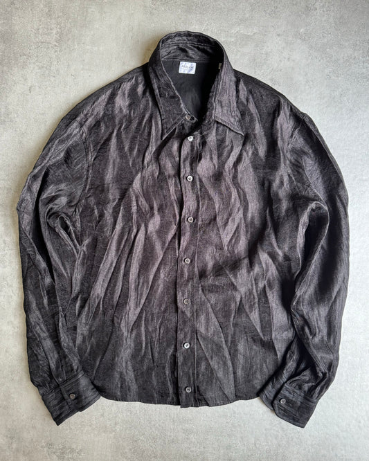 1990s Armani Collezioni Light Black Pure Shirt  (M) - 1