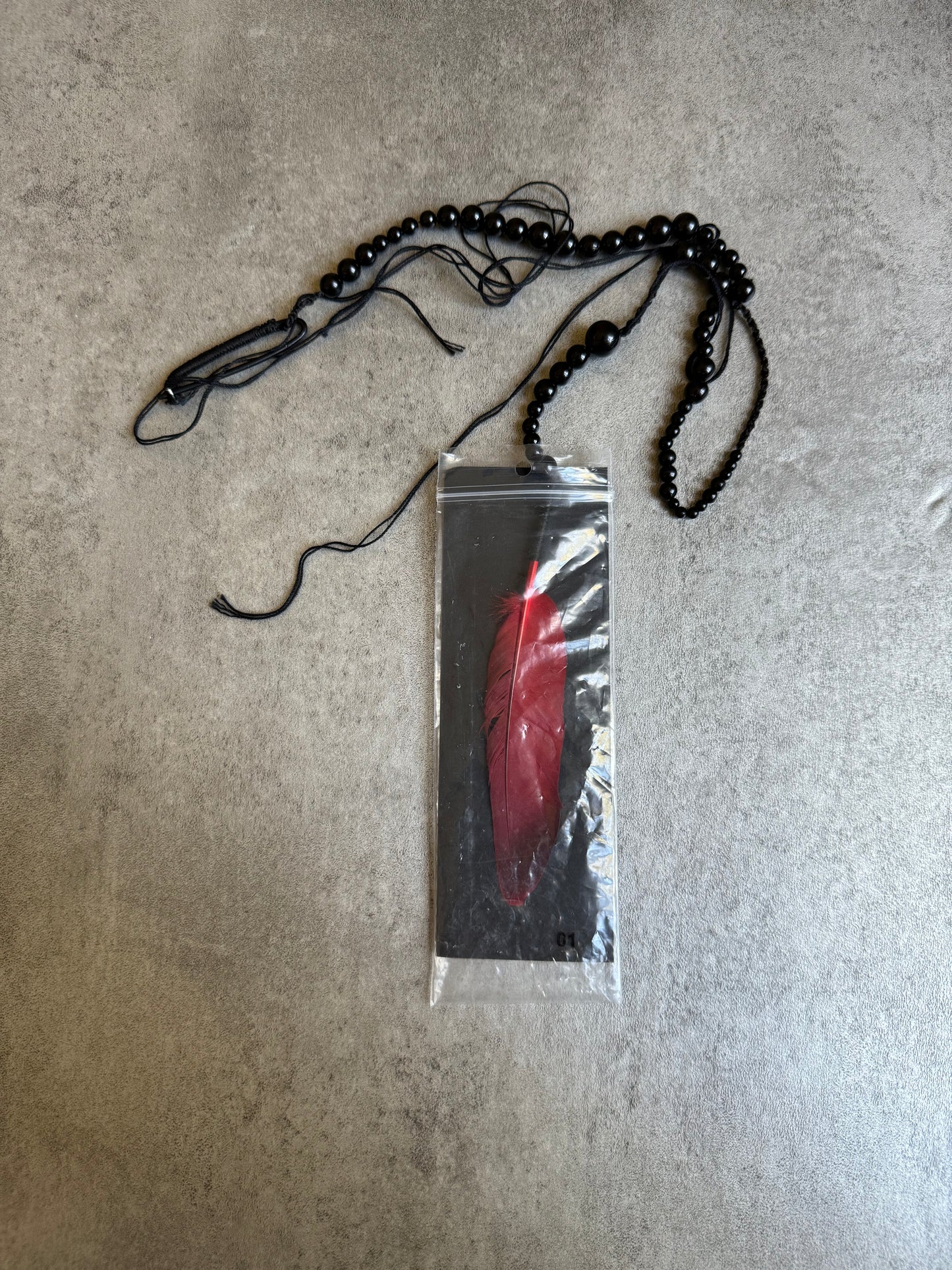 SS2017 Ann Demeulemeester Beaded Red Feather Necklace  (OS) - 3