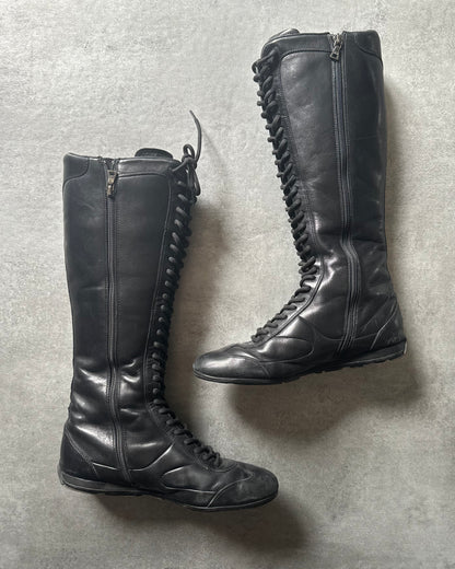 2000s Prada Moto Black Ankle Leather Boots (38,5) - 2