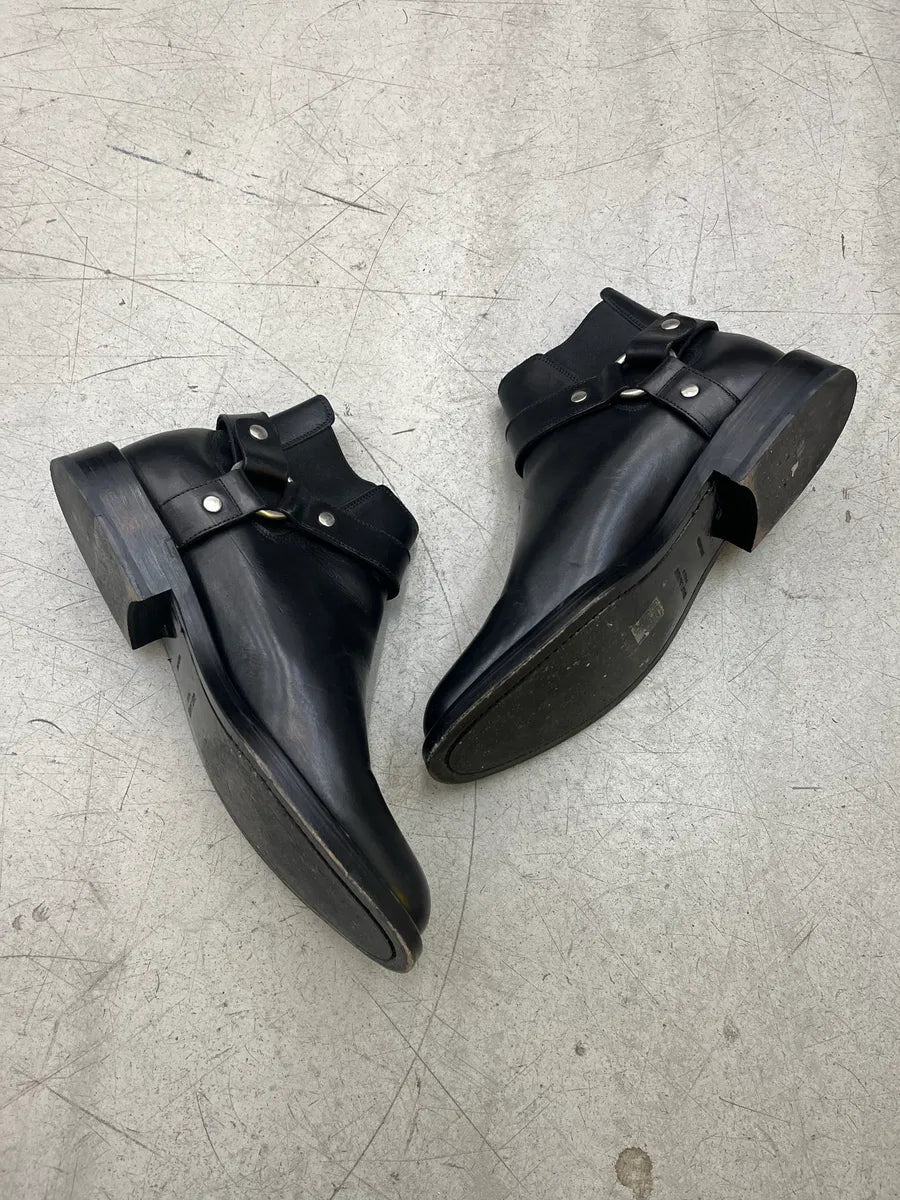 2010s Saint Laurent Harness Strap Black Leather Ankle Boots EKWswTMr 2