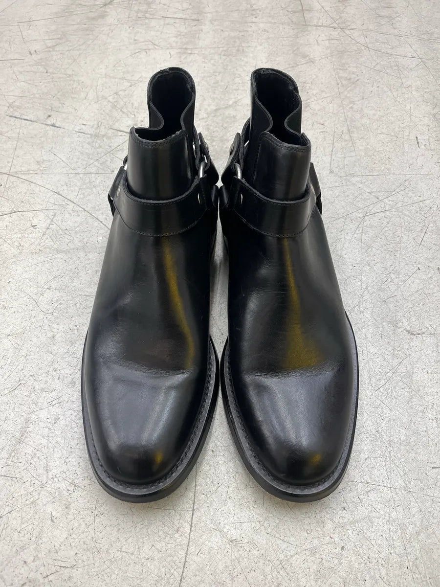 2010s Saint Laurent Harness Strap Black Leather Ankle Boots EKWswTMr 3