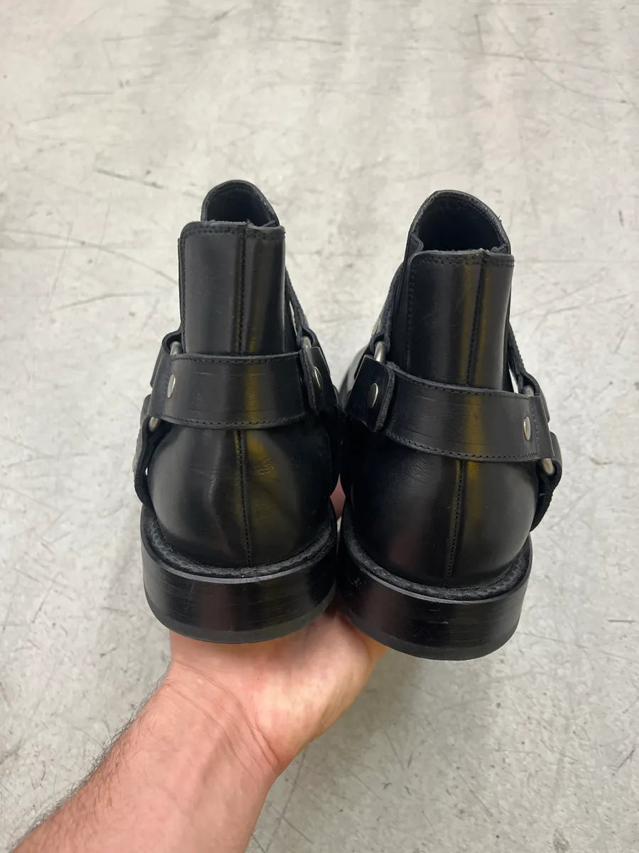 2010s Saint Laurent Harness Strap Black Leather Ankle Boots EKWswTMr 4