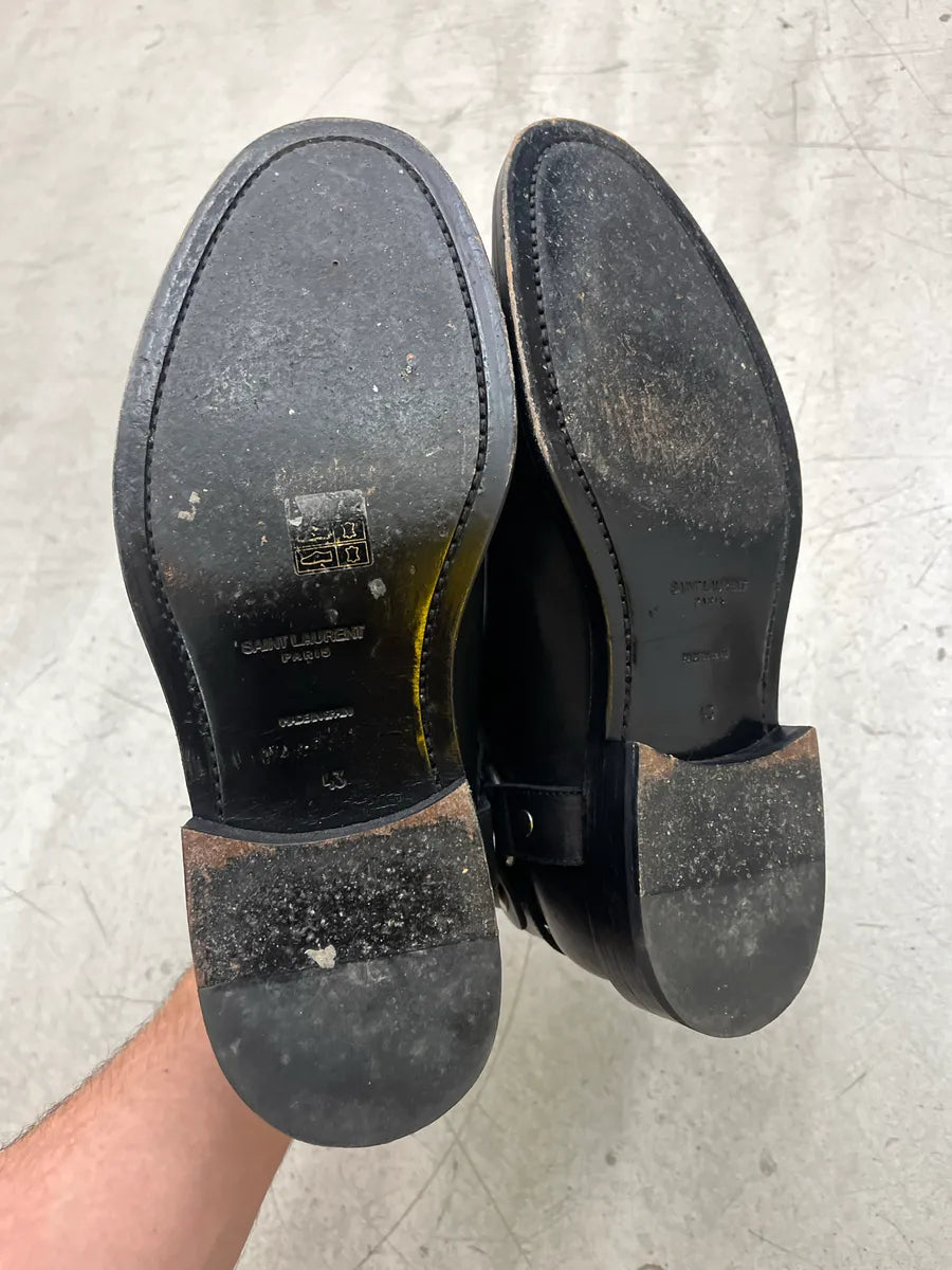 2010s Saint Laurent Harness Strap Black Leather Ankle Boots EKWswTMr 5