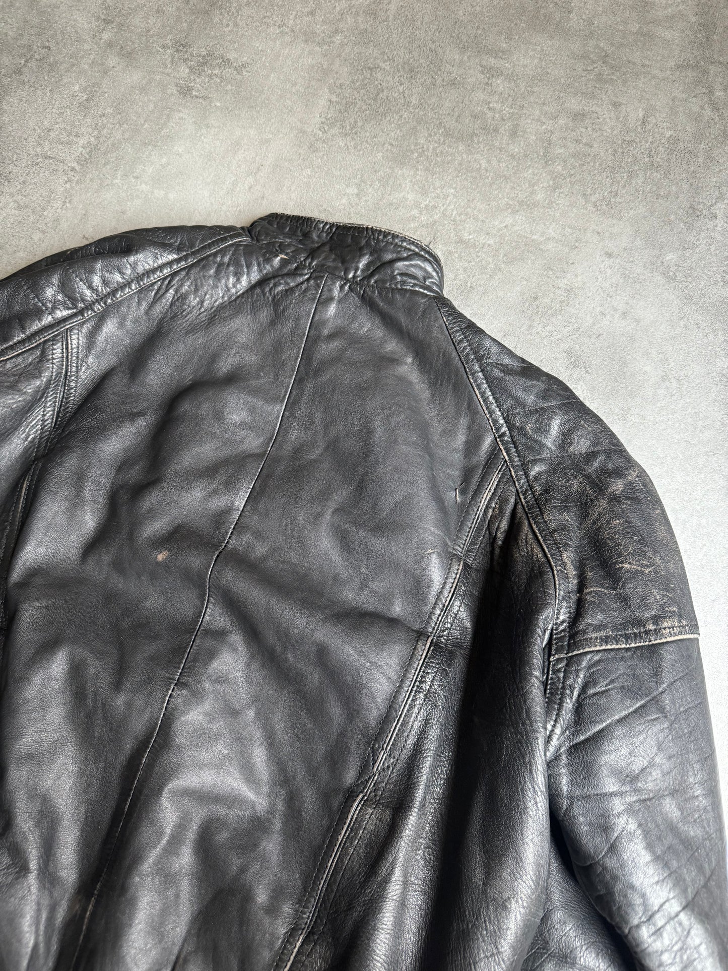 1980s Yves Saint Laurent Black Leather Jacket (M) - 6