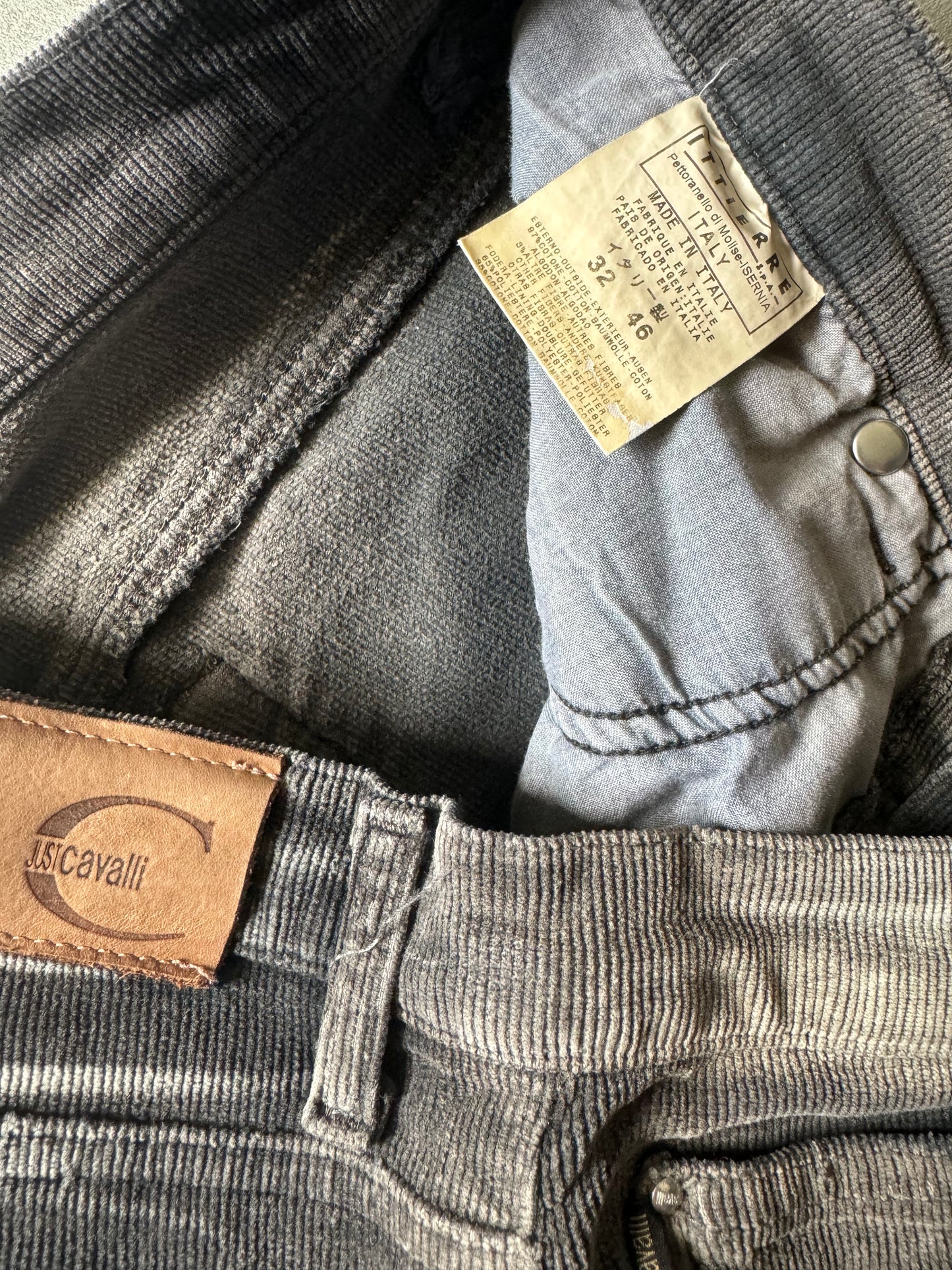 SS2004 Cavalli Velvet Grey Pants (S) - 6