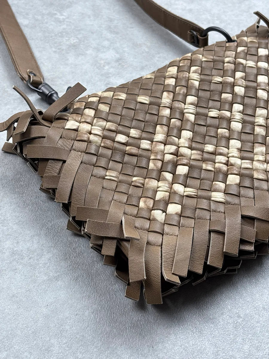 SS2009 Bottega Veneta Taupe Brown Leather Intrecciato Fringe Shoulder Bag EMqFweiu 9