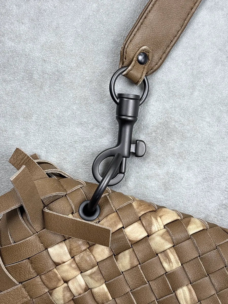 SS2009 Bottega Veneta Taupe Brown Leather Intrecciato Fringe Shoulder Bag EMqFweiu 7