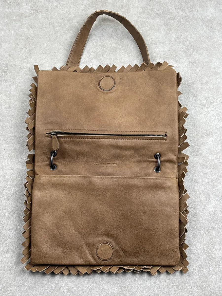 SS2009 Bottega Veneta Taupe Brown Leather Intrecciato Fringe Shoulder Bag EMqFweiu 4