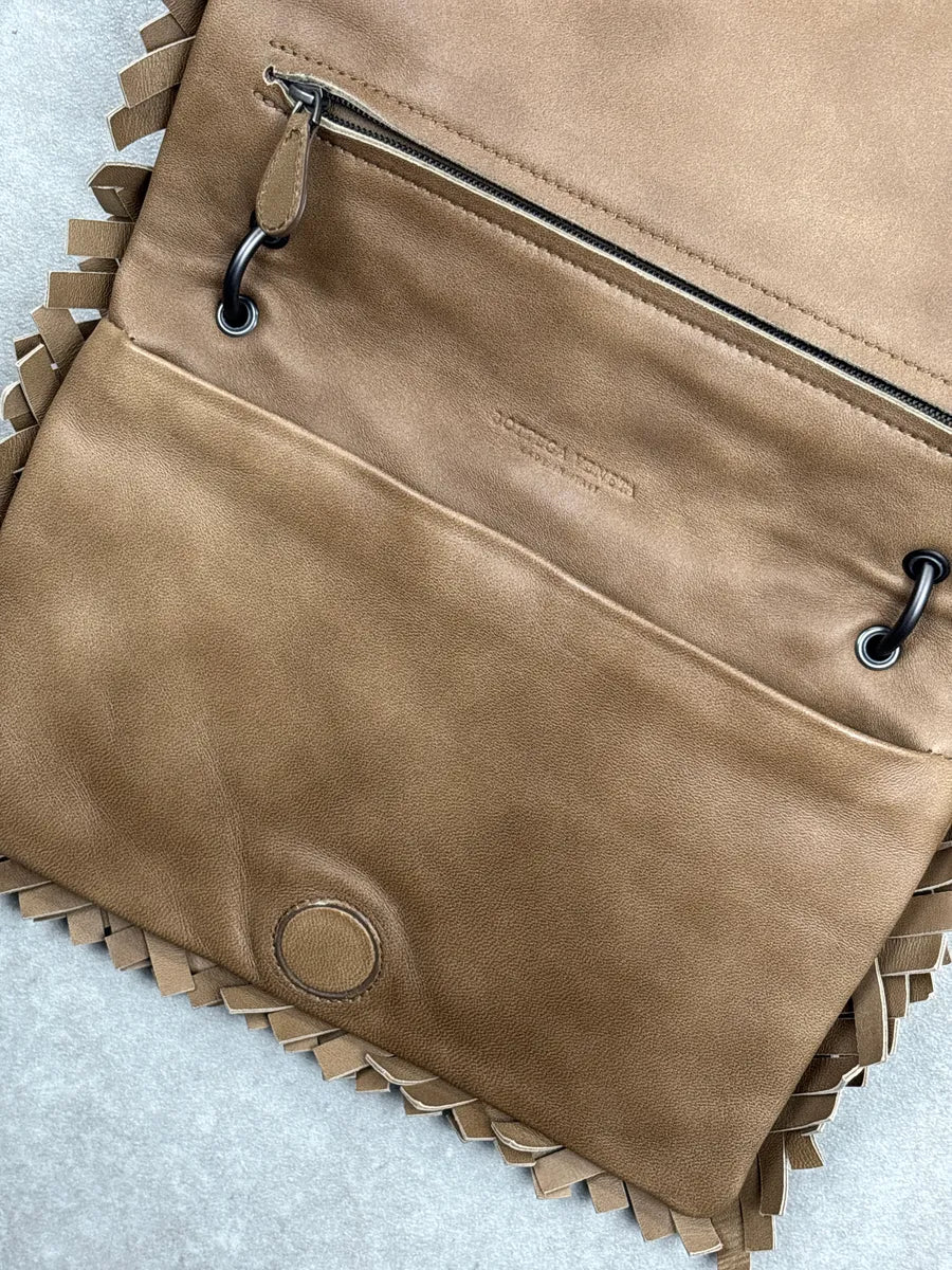 SS2009 Bottega Veneta Taupe Brown Leather Intrecciato Fringe Shoulder Bag EMqFweiu 15
