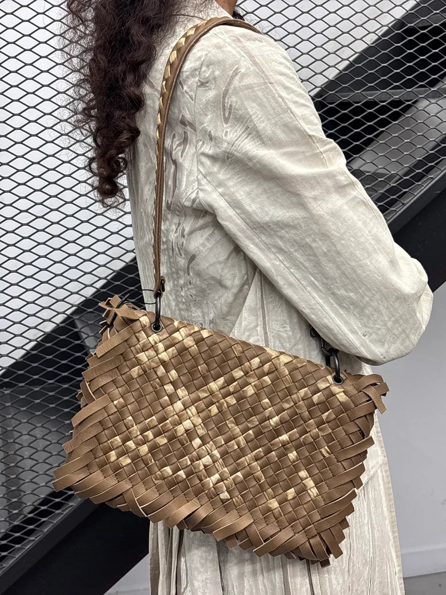 SS2009 Bottega Veneta Taupe Brown Leather Intrecciato Fringe Shoulder Bag EMqFweiu 2