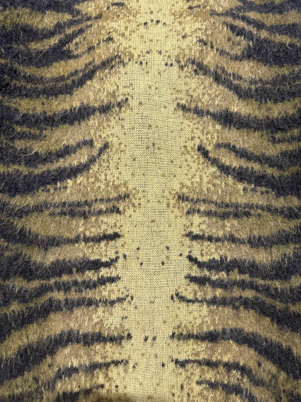 FW2002 Roberto Cavalli Tiger Zebra Yellow Faded Wool Cardigan (S/M) - 8