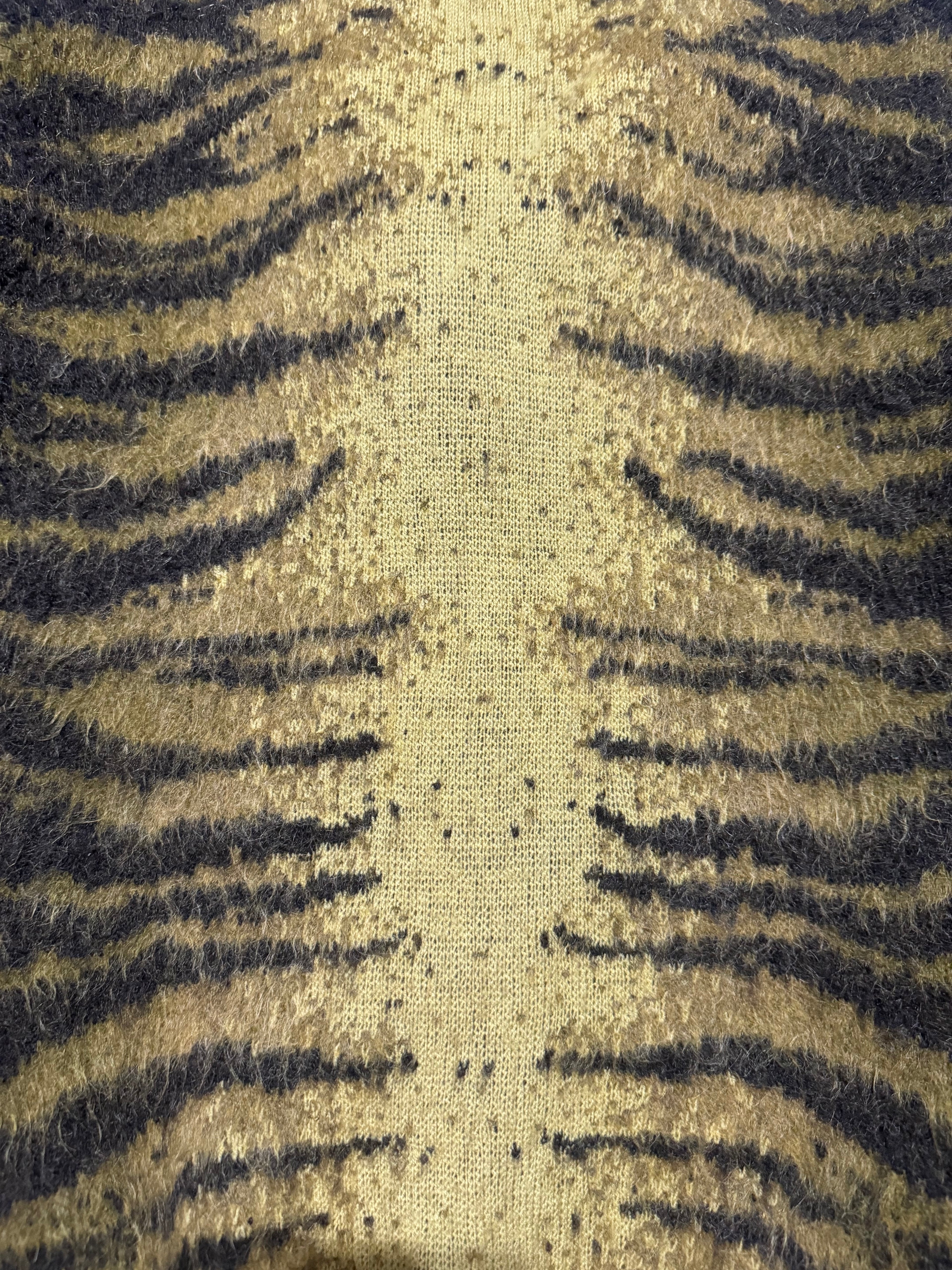 FW2002 Roberto Cavalli Tiger Zebra Yellow Faded Wool Cardigan (S/M) - 8