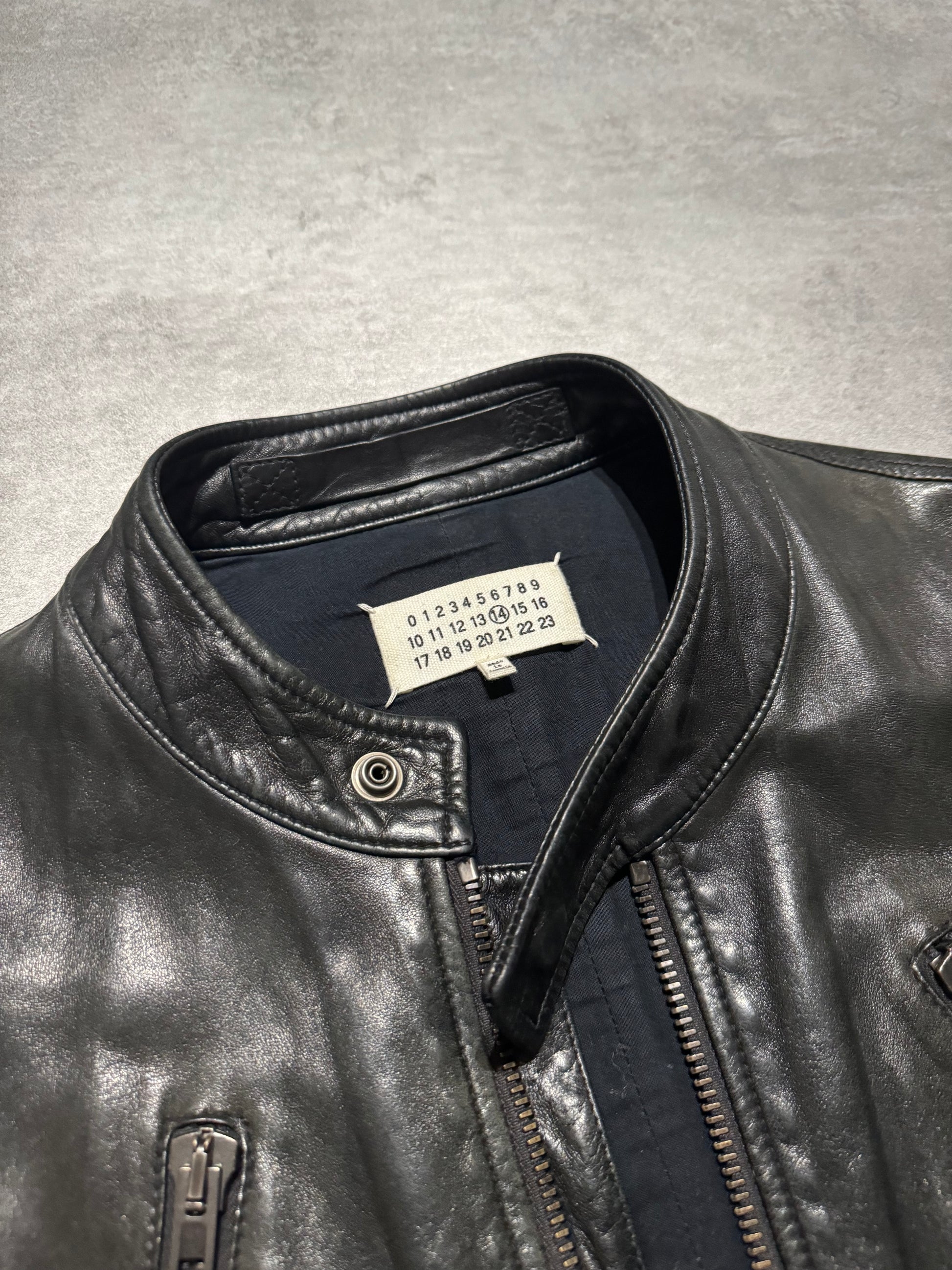 SS2014 Maison Margiela 5 Zips Black Premium Leather Jacket (M) - 8