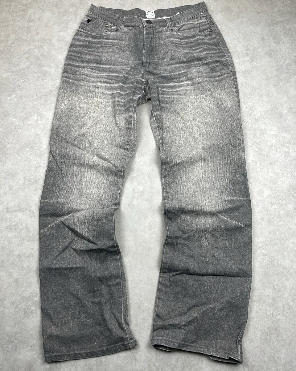 2000s Cavalli Jeans Grey Denim Metallic Whiskered Pants EQftIQAi 3