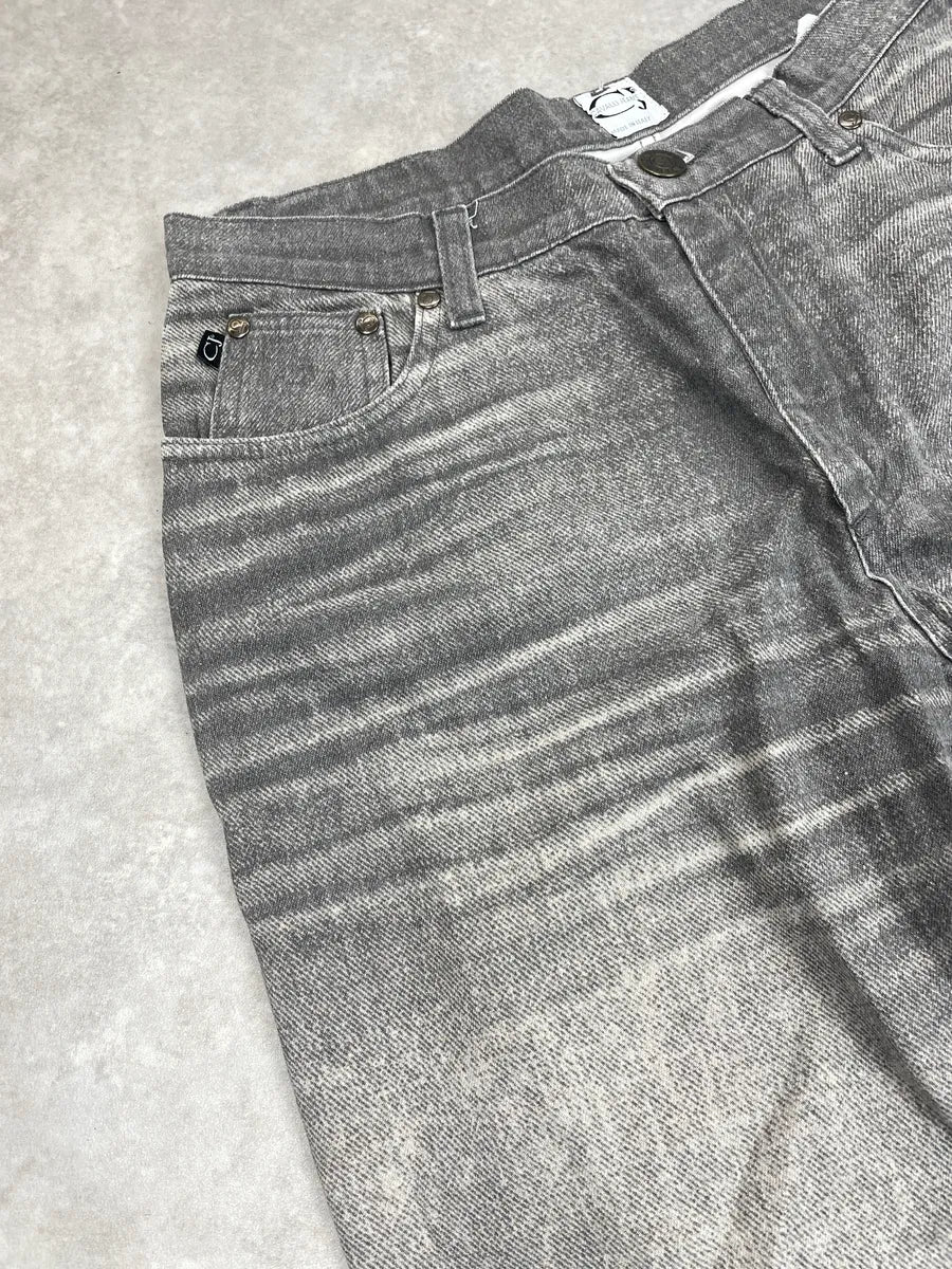2000s Cavalli Jeans Grey Denim Metallic Whiskered Pants EQftIQAi 8