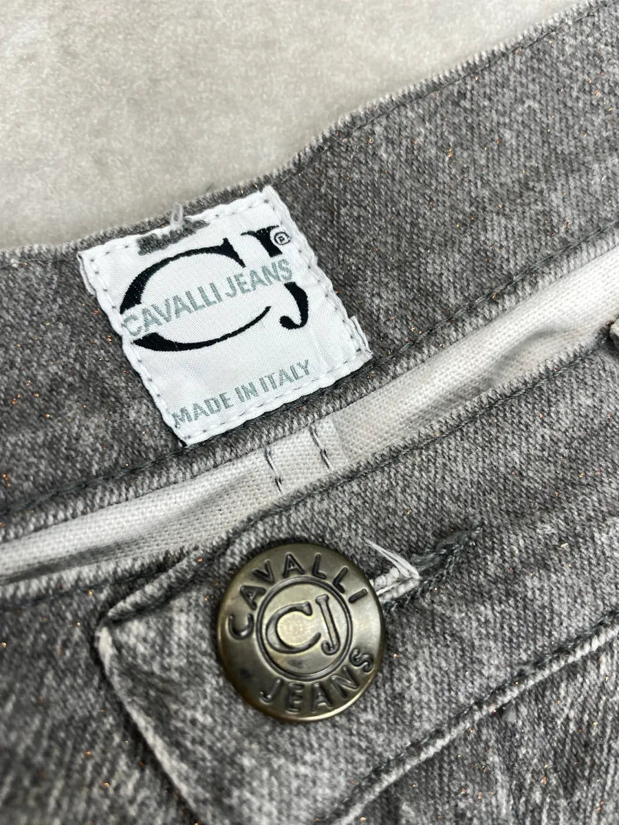 2000s Cavalli Jeans Grey Denim Metallic Whiskered Pants EQftIQAi 11