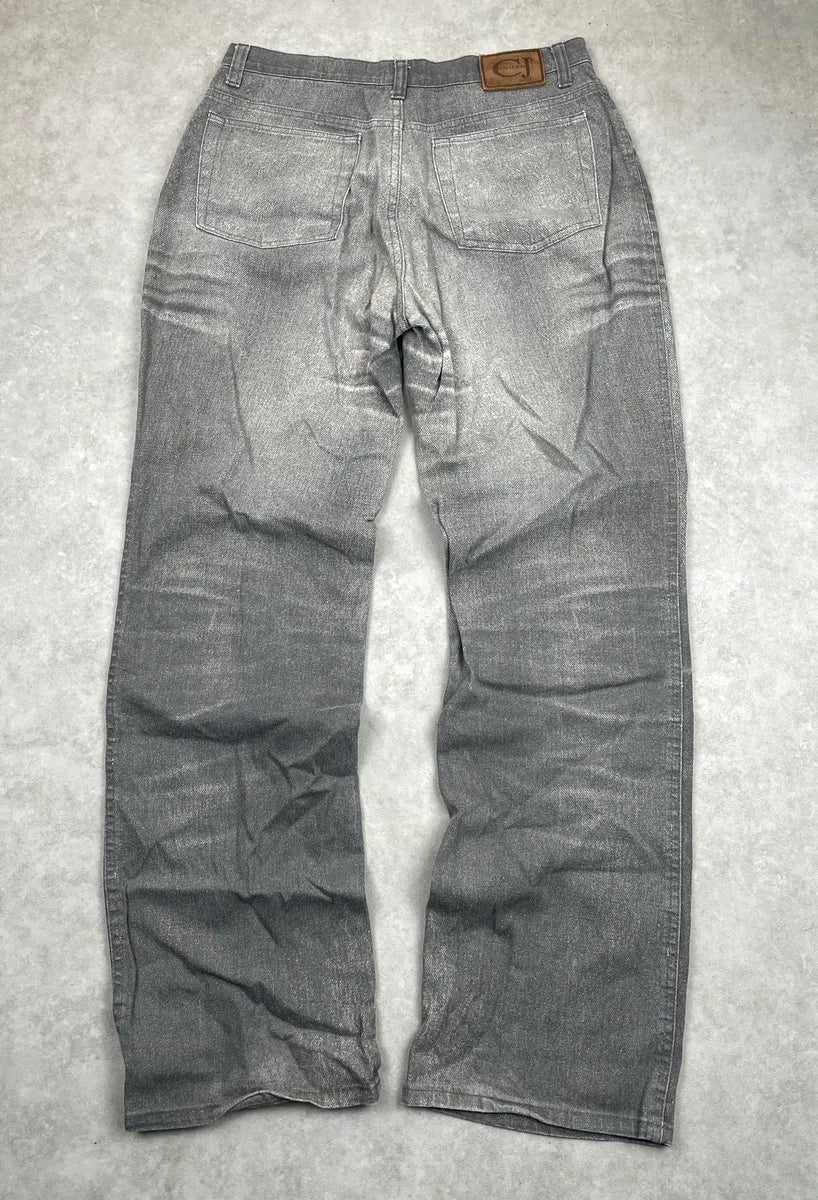 2000s Cavalli Jeans Grey Denim Metallic Whiskered Pants EQftIQAi 5