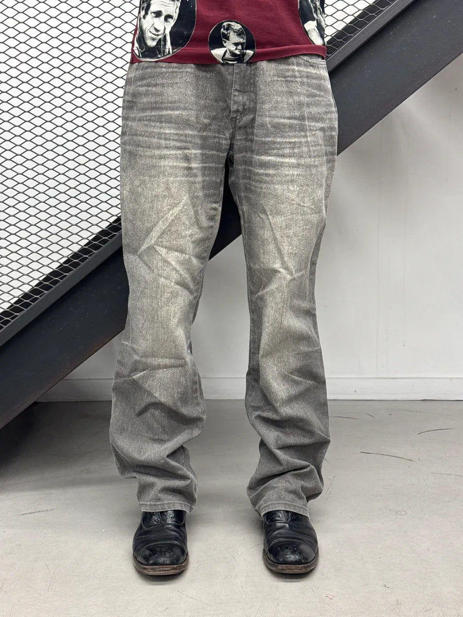 2000s Cavalli Jeans Grey Denim Metallic Whiskered Pants EQftIQAi 0