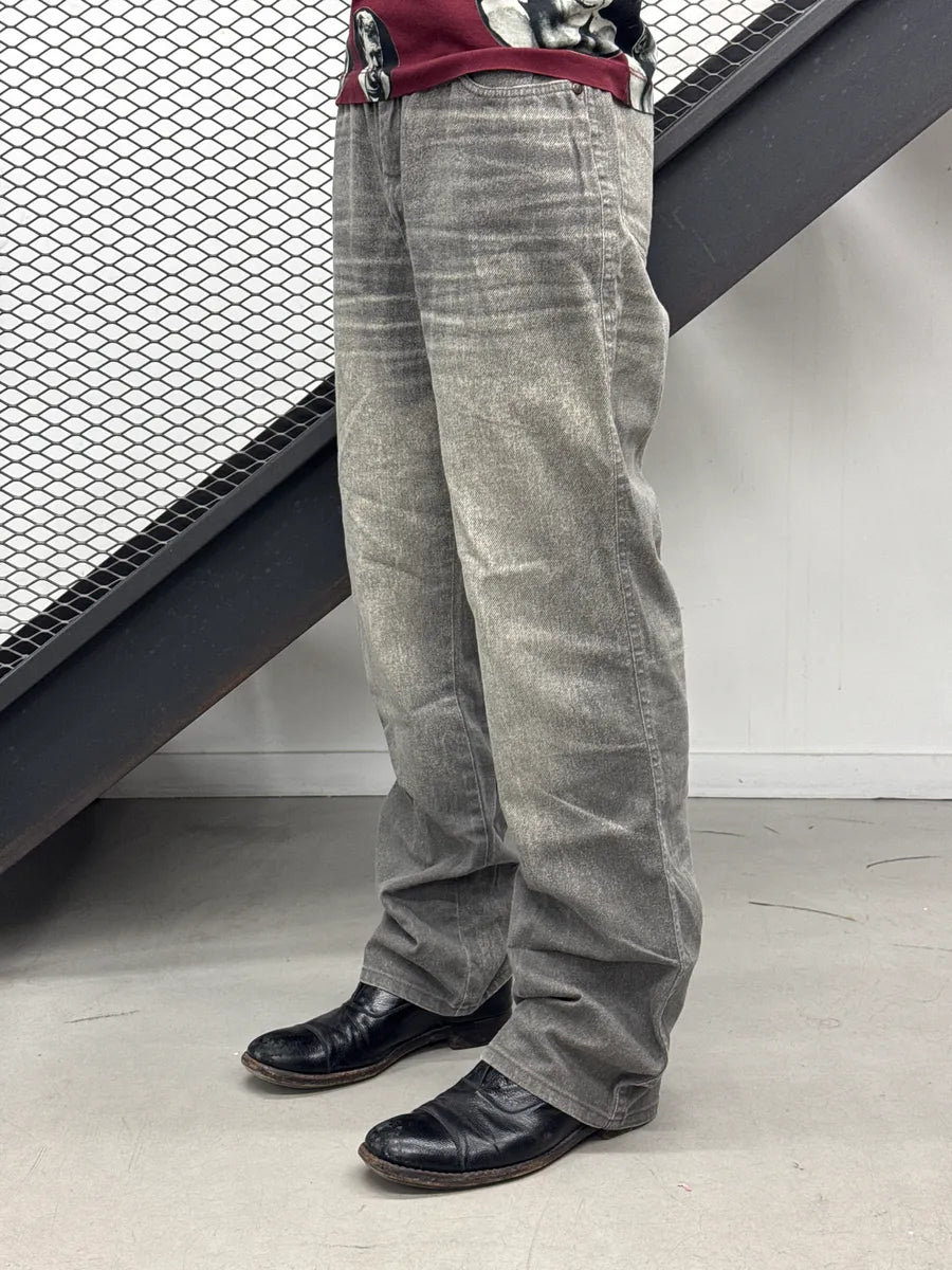 2000s Cavalli Jeans Grey Denim Metallic Whiskered Pants EQftIQAi 1